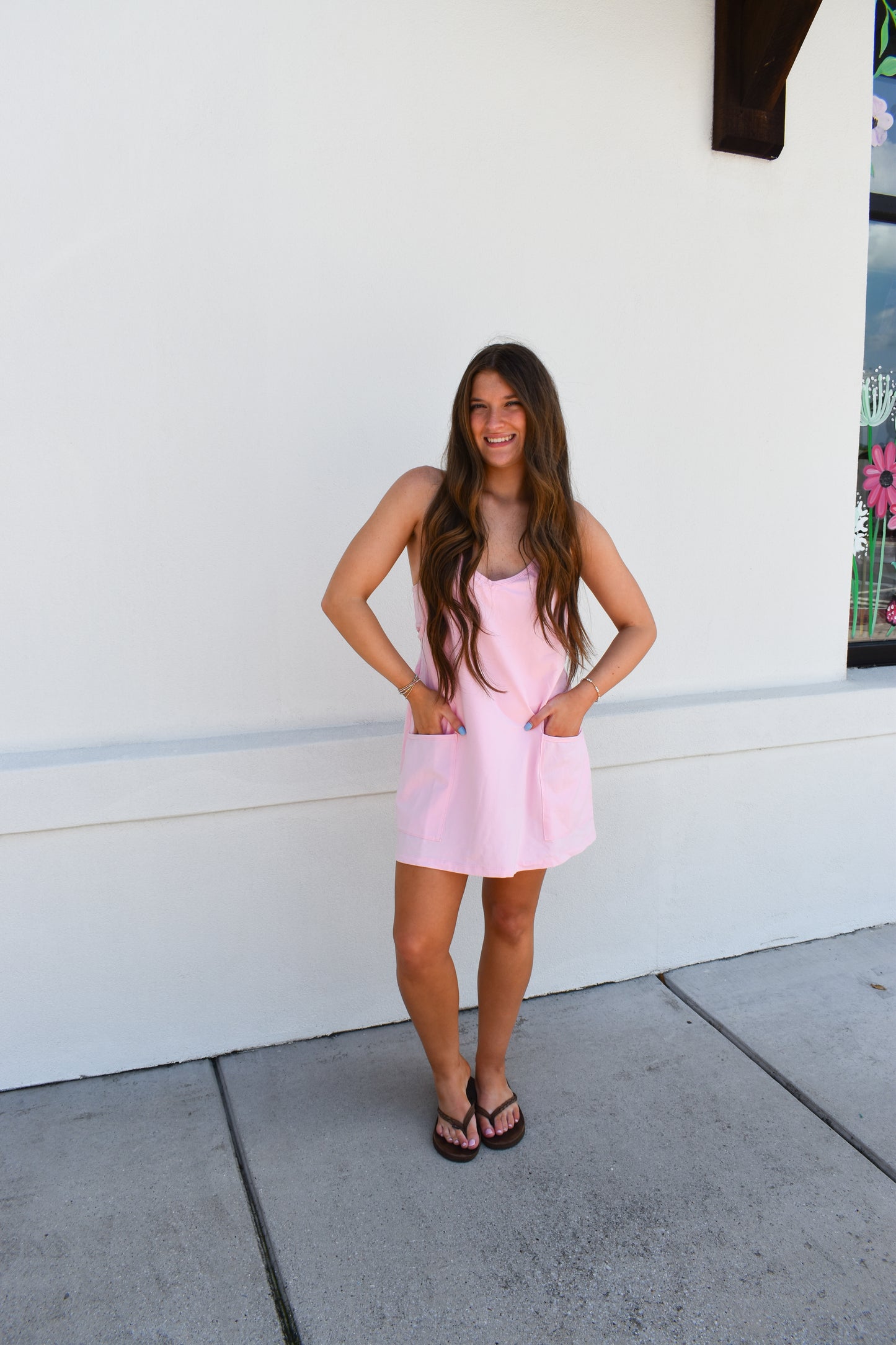 Mini Dress W/ Built in Romper Lining: Pink