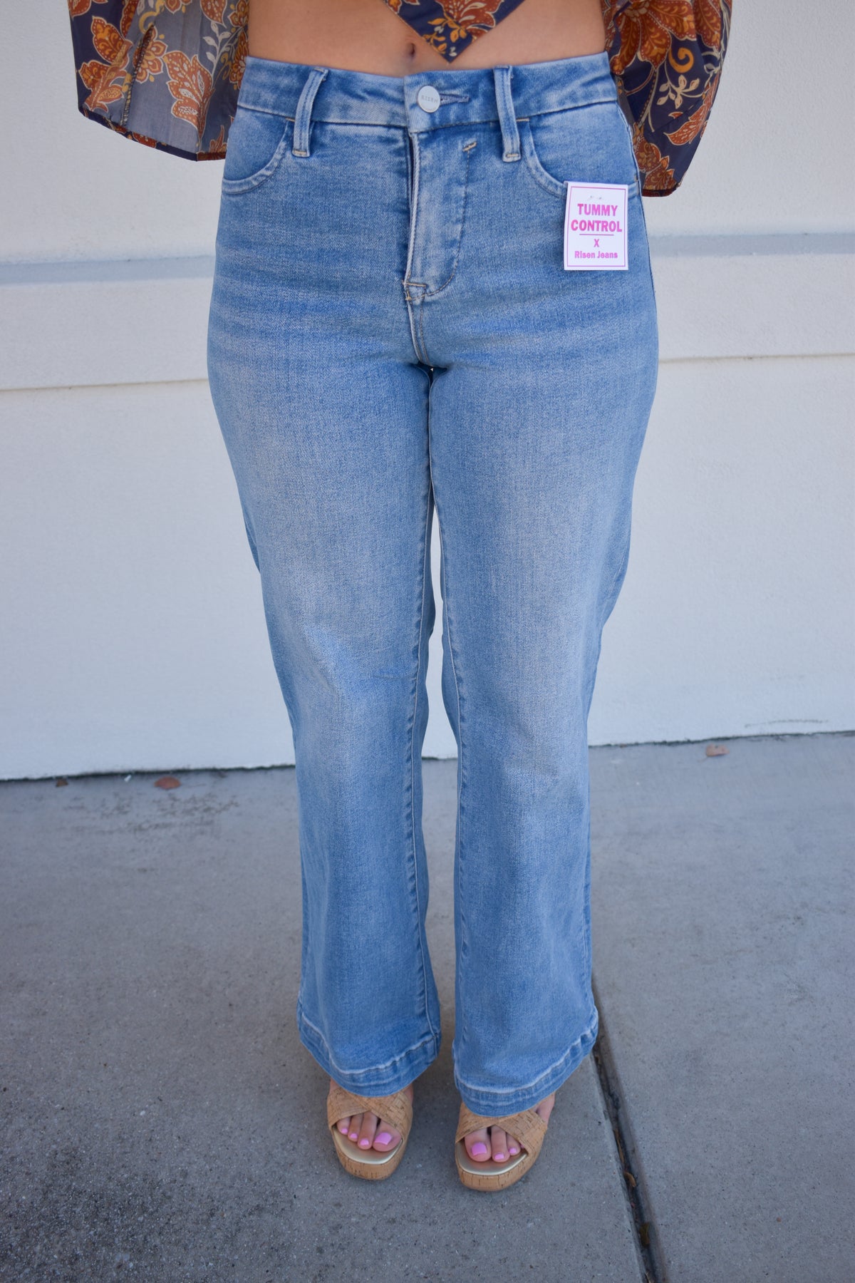 Risen Tummy Control Mid Rise Wide Leg: Medium