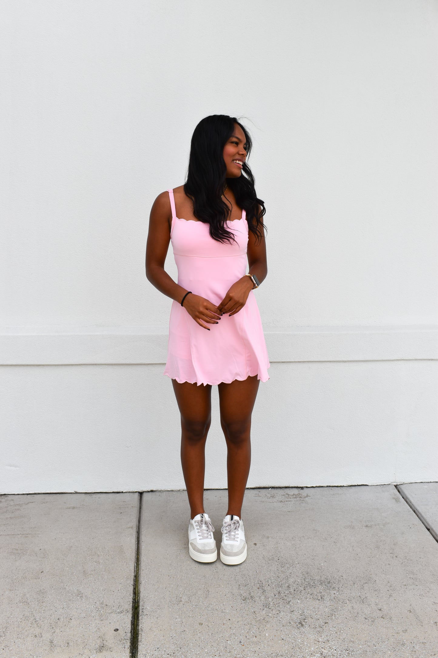 Scallop Athletic Dress: Pink
