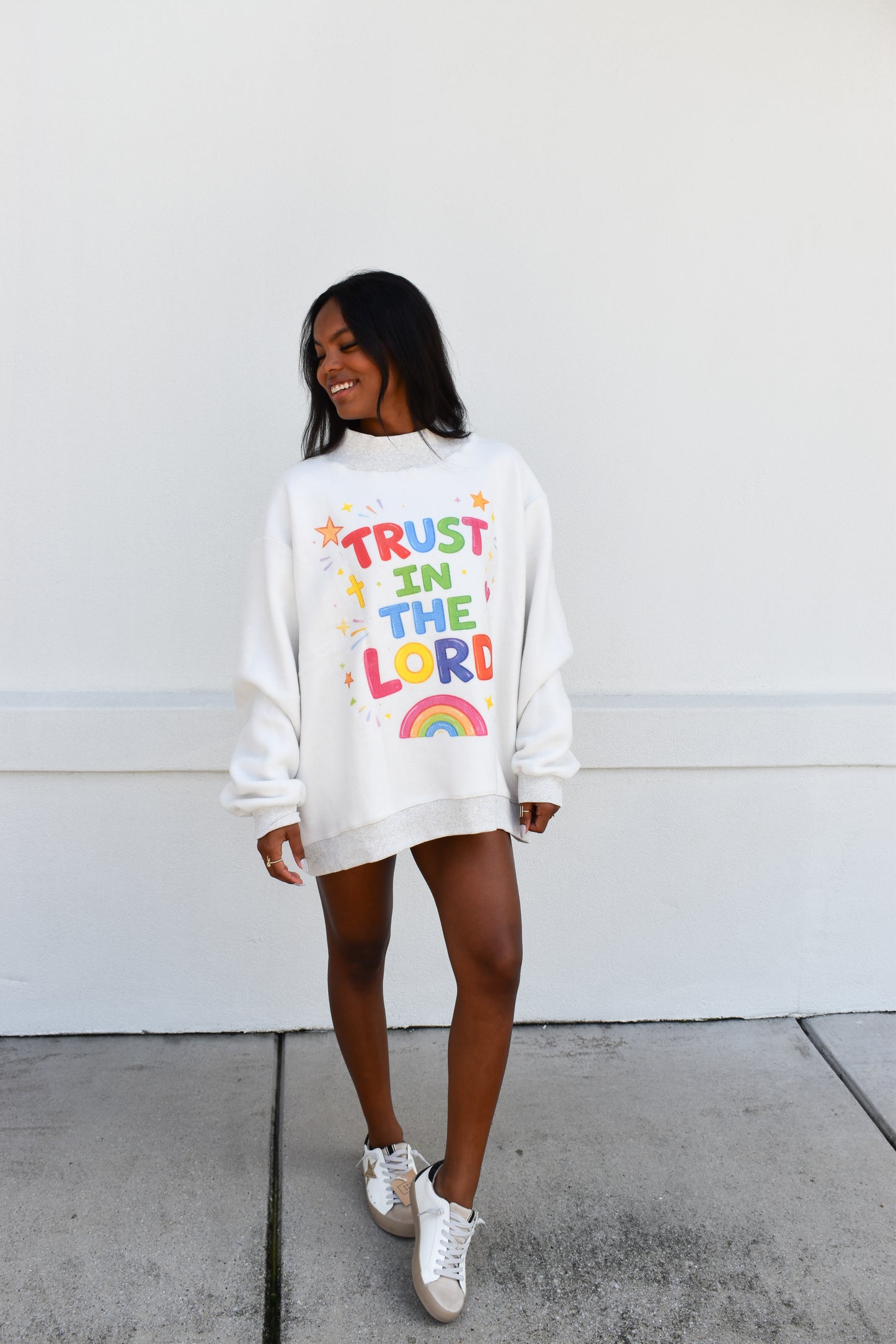 'OPEN DOORS' GRAPHIC Reversible Mockneck