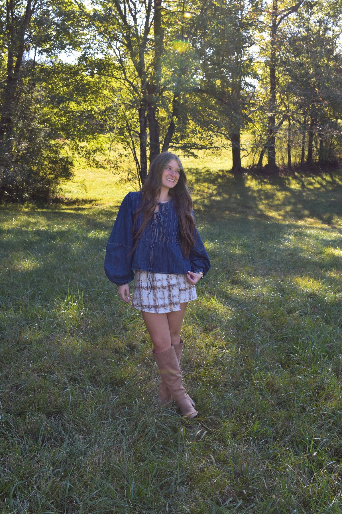 Denim Tie Top