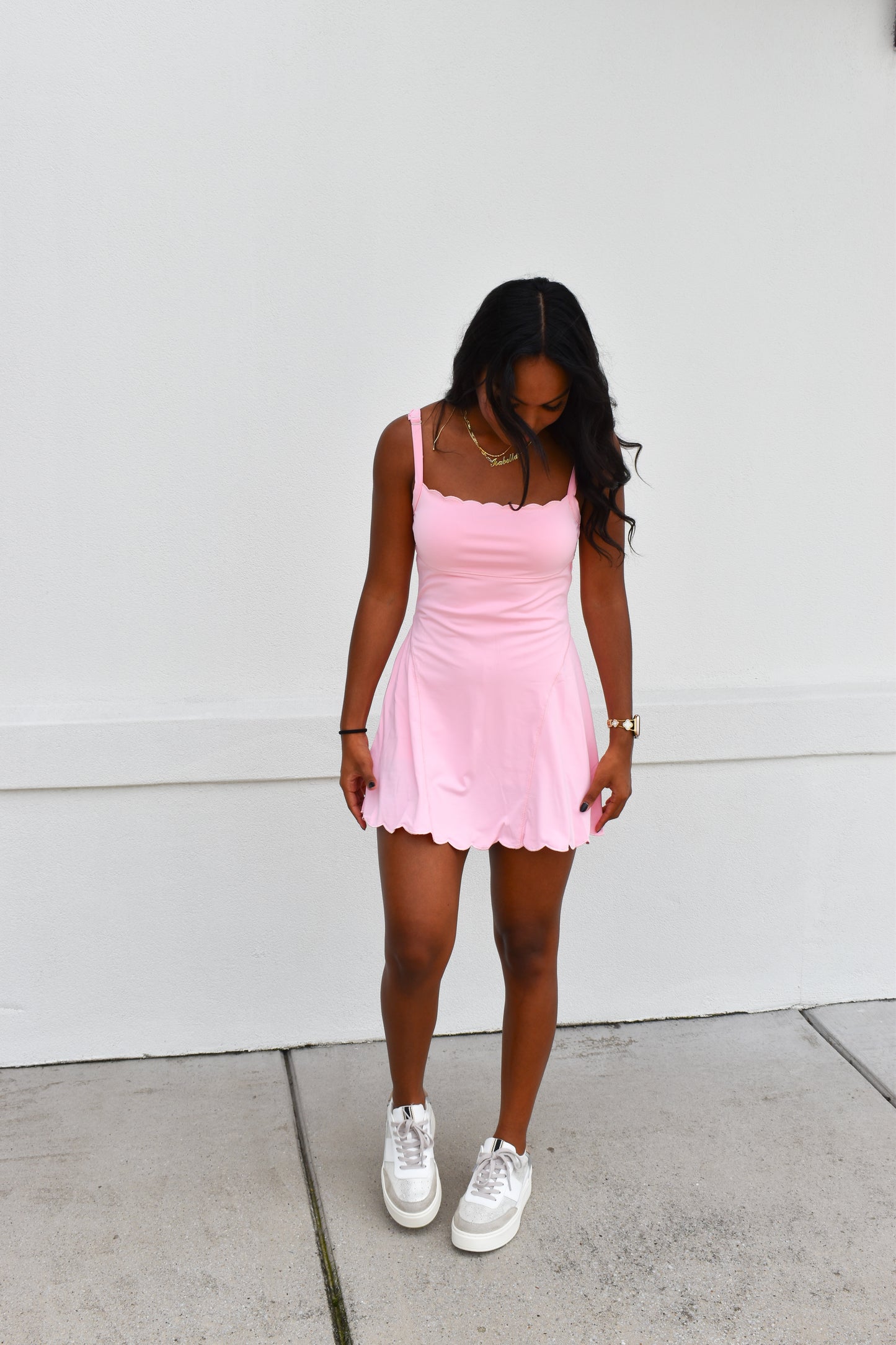 Scallop Athletic Dress: Pink