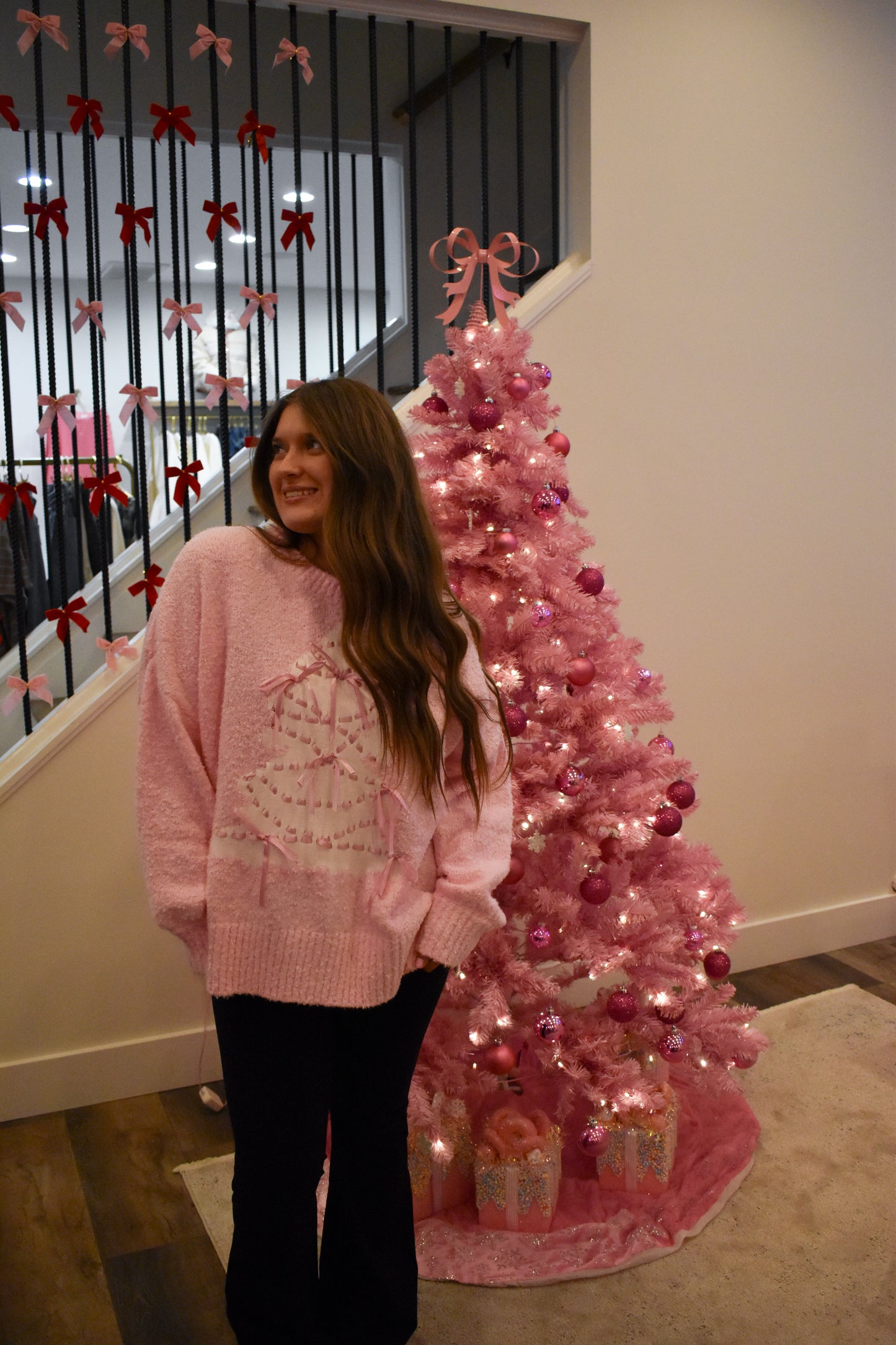 Christmas Tree W/ Satin Bow Sweater
