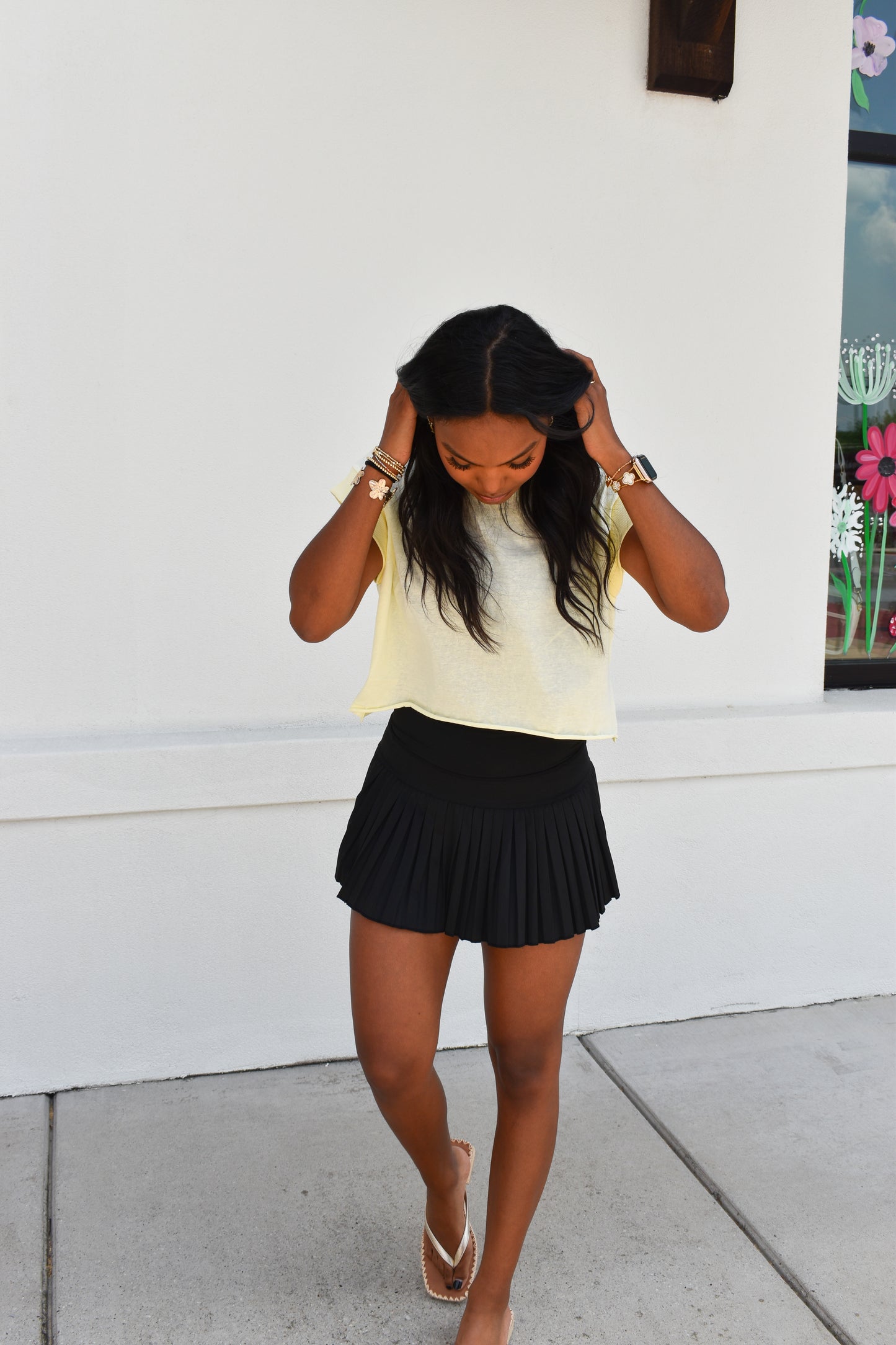 Pleated Tennis Skort: Black