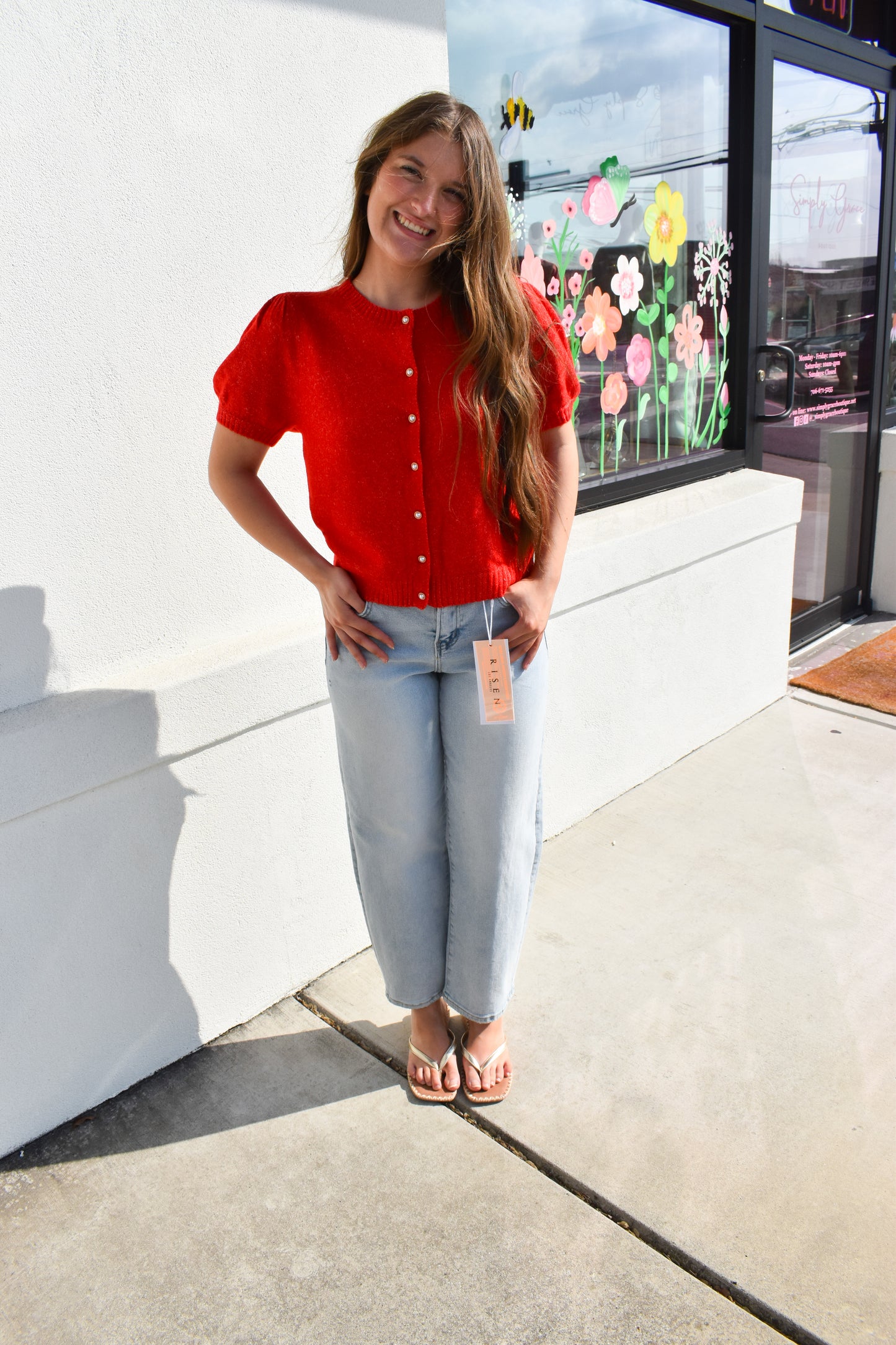 Risen High Rise Crop Mini Barrel Jean