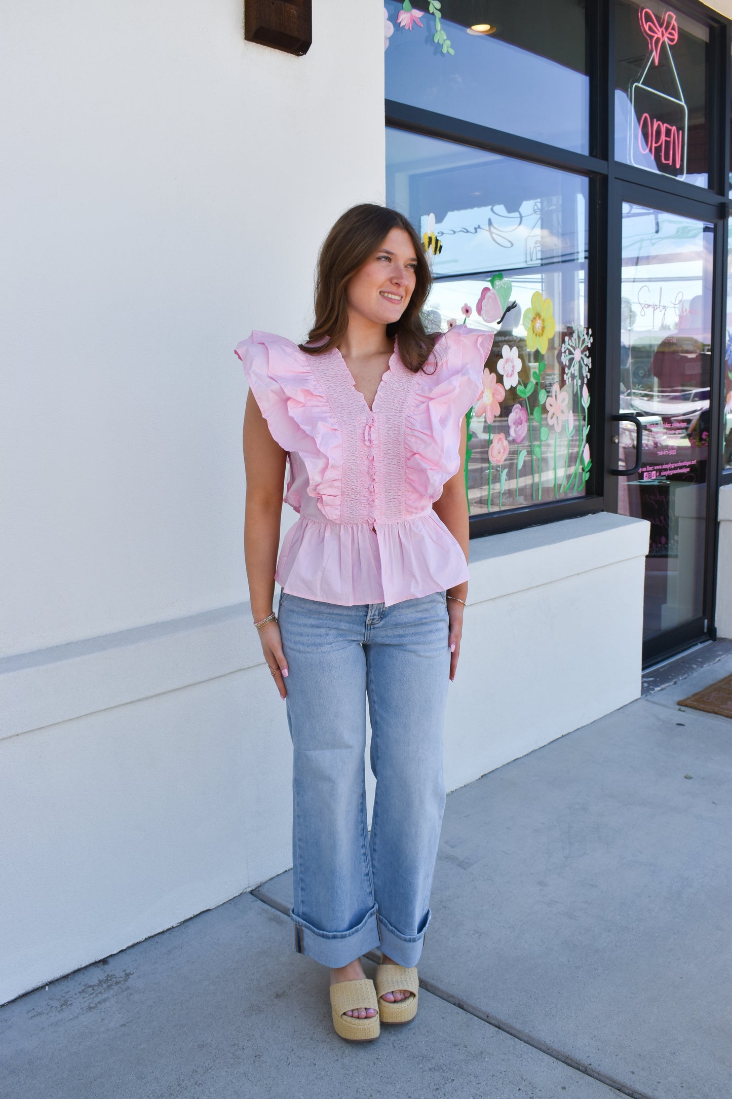 Ruffle Smocked Peplum Blouse