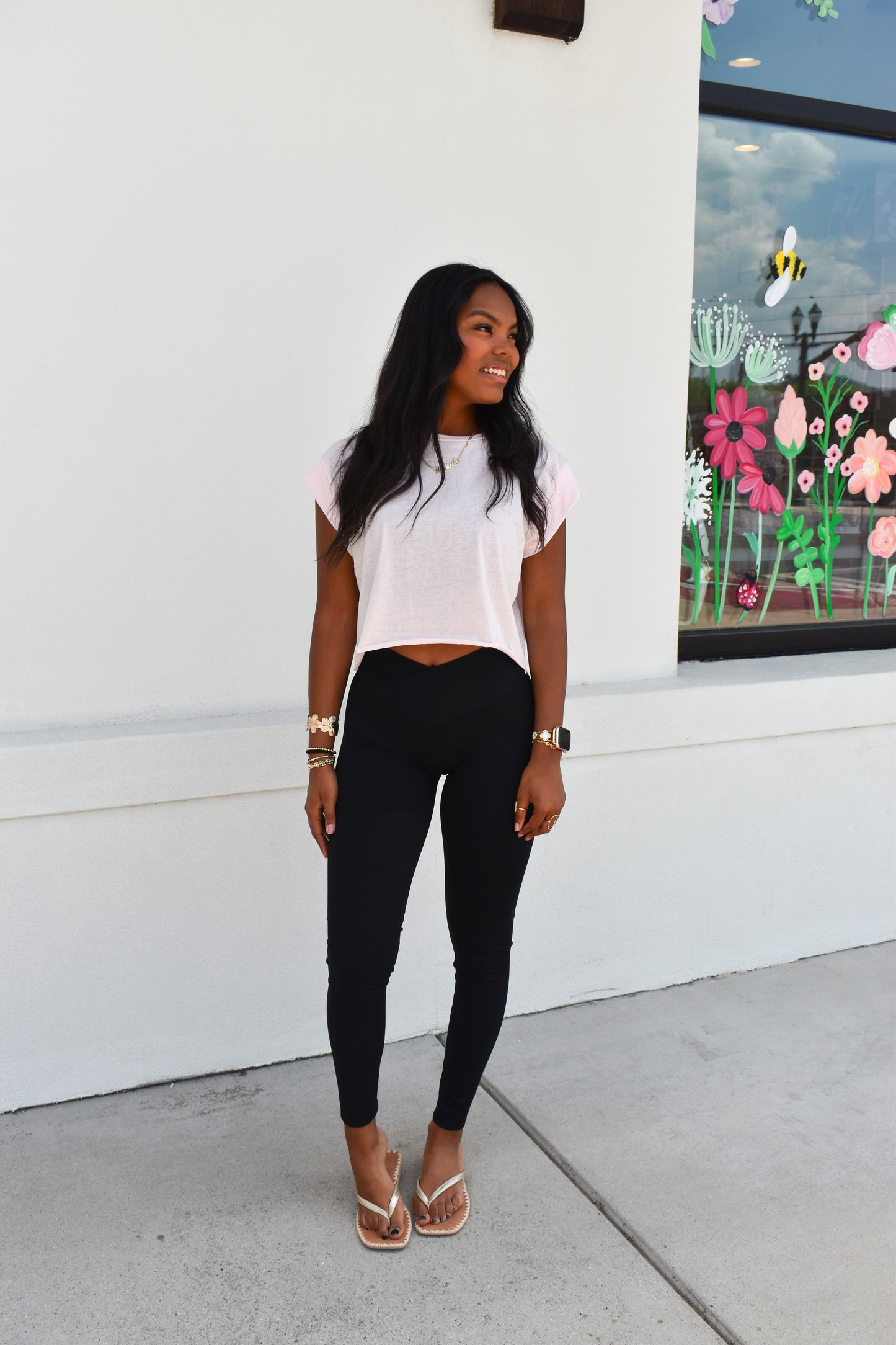 Cutout Back Layering Tee: Pink