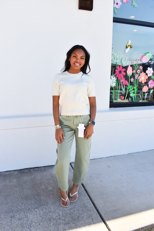 Classic White Short Sleeve Sweater