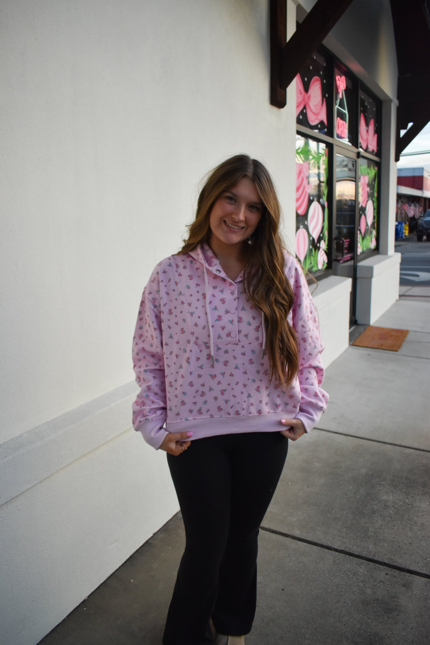 Floral Print Detail Hoodie