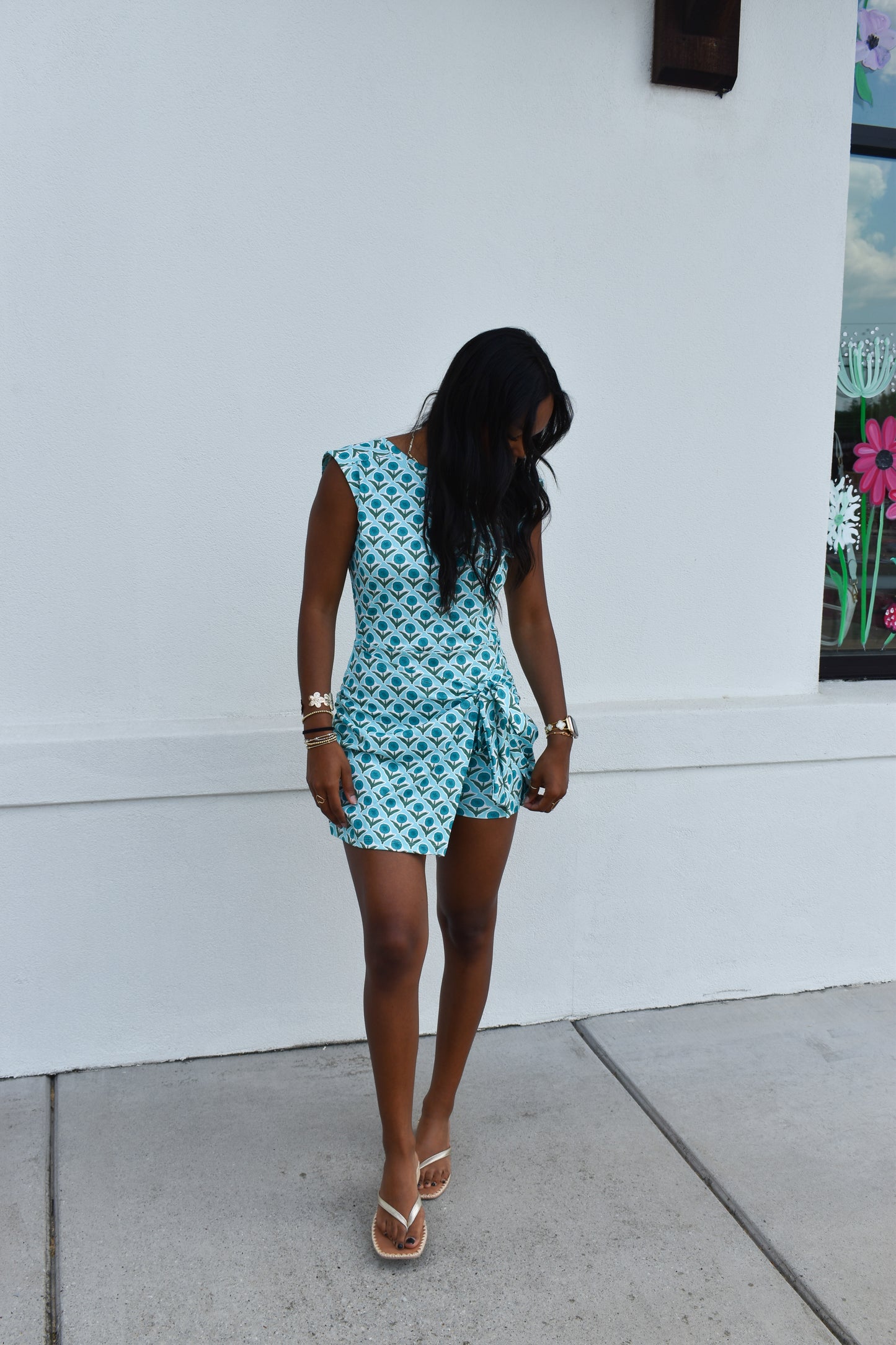 Bold Retro Floral Print Built In Shorts Dress