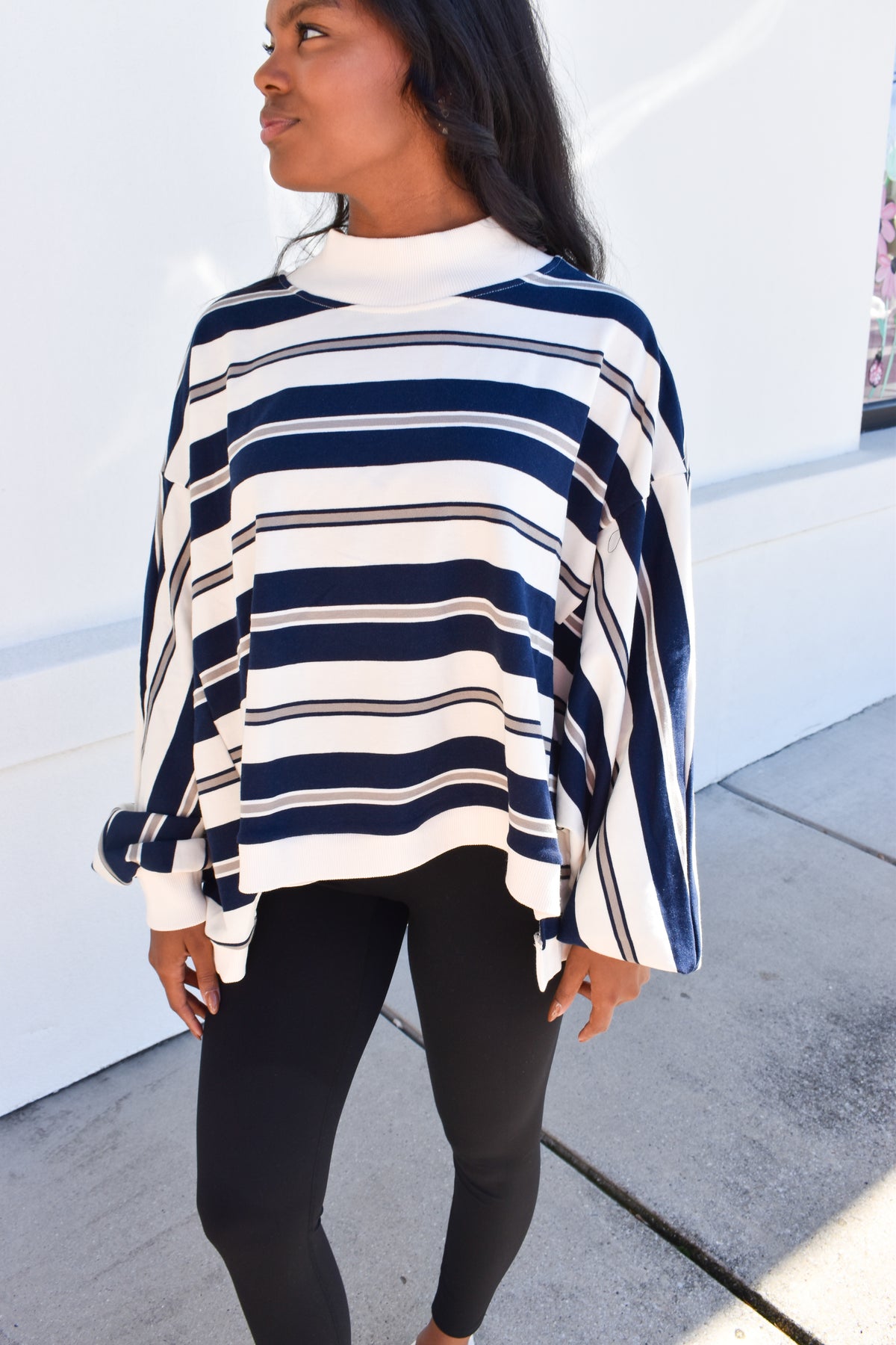 Striped Oversized Crewneck Top