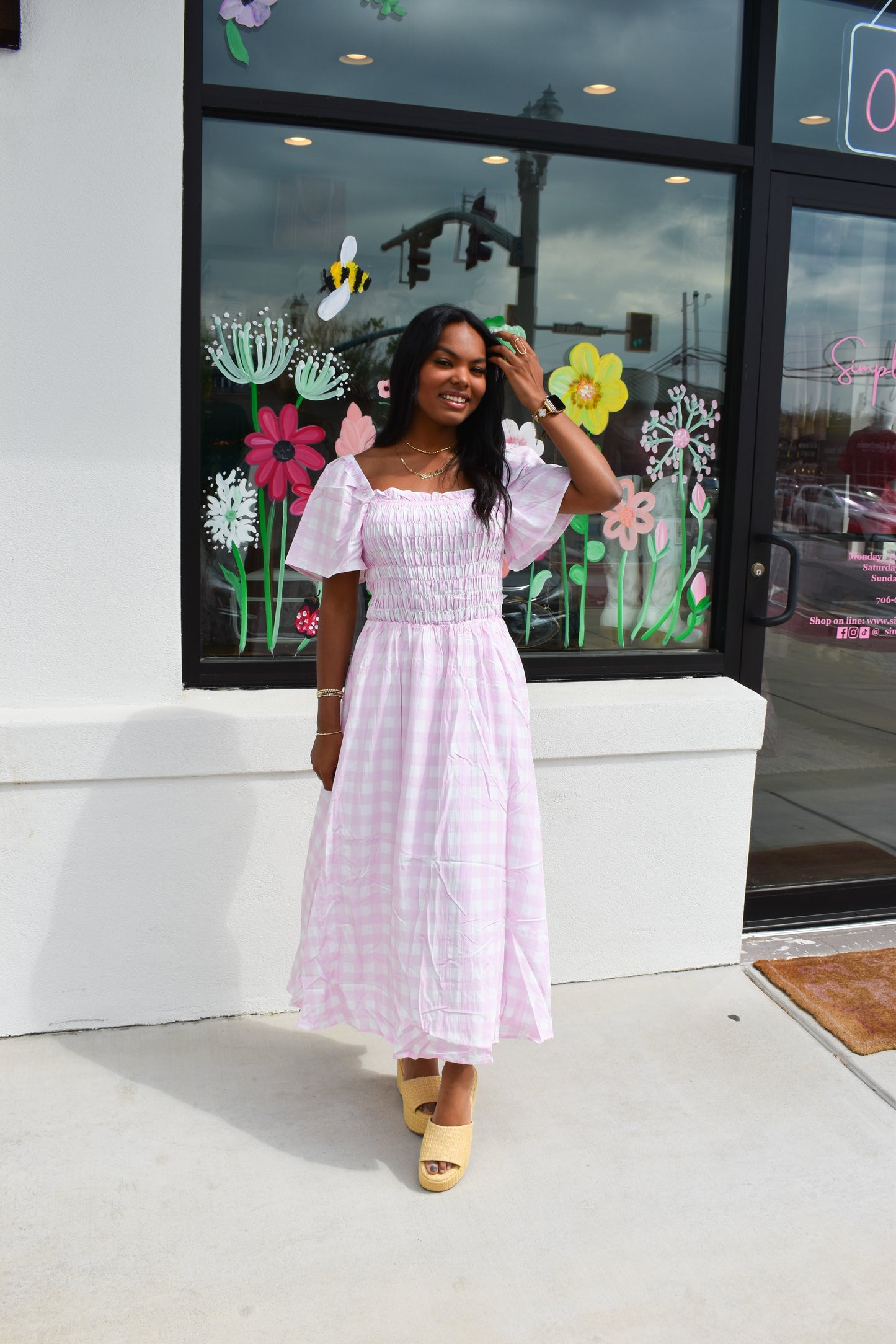 Pretty in Pink Gingham Maxi Dress