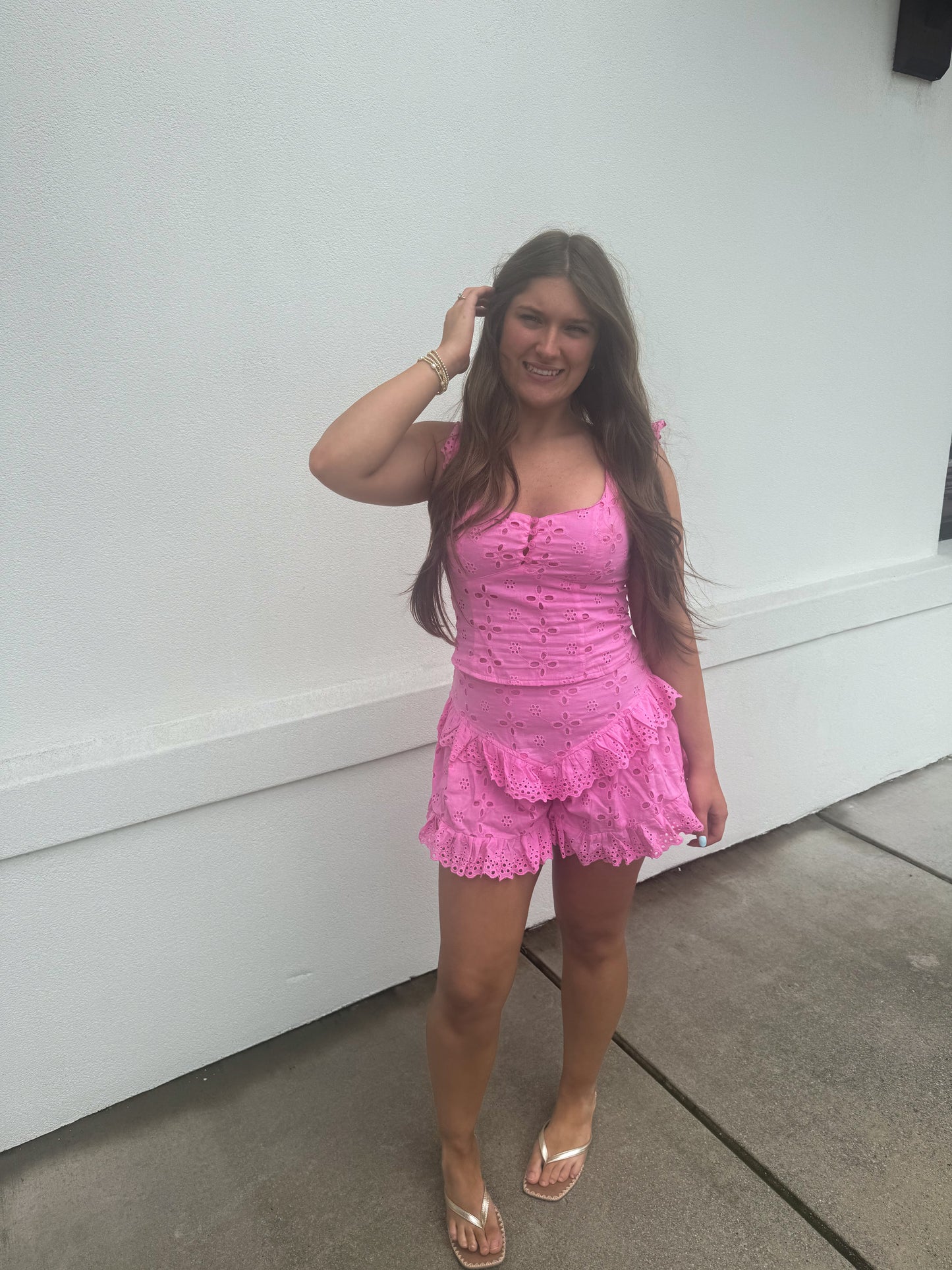 Lizzie Eyelet Cap Sleeve Top