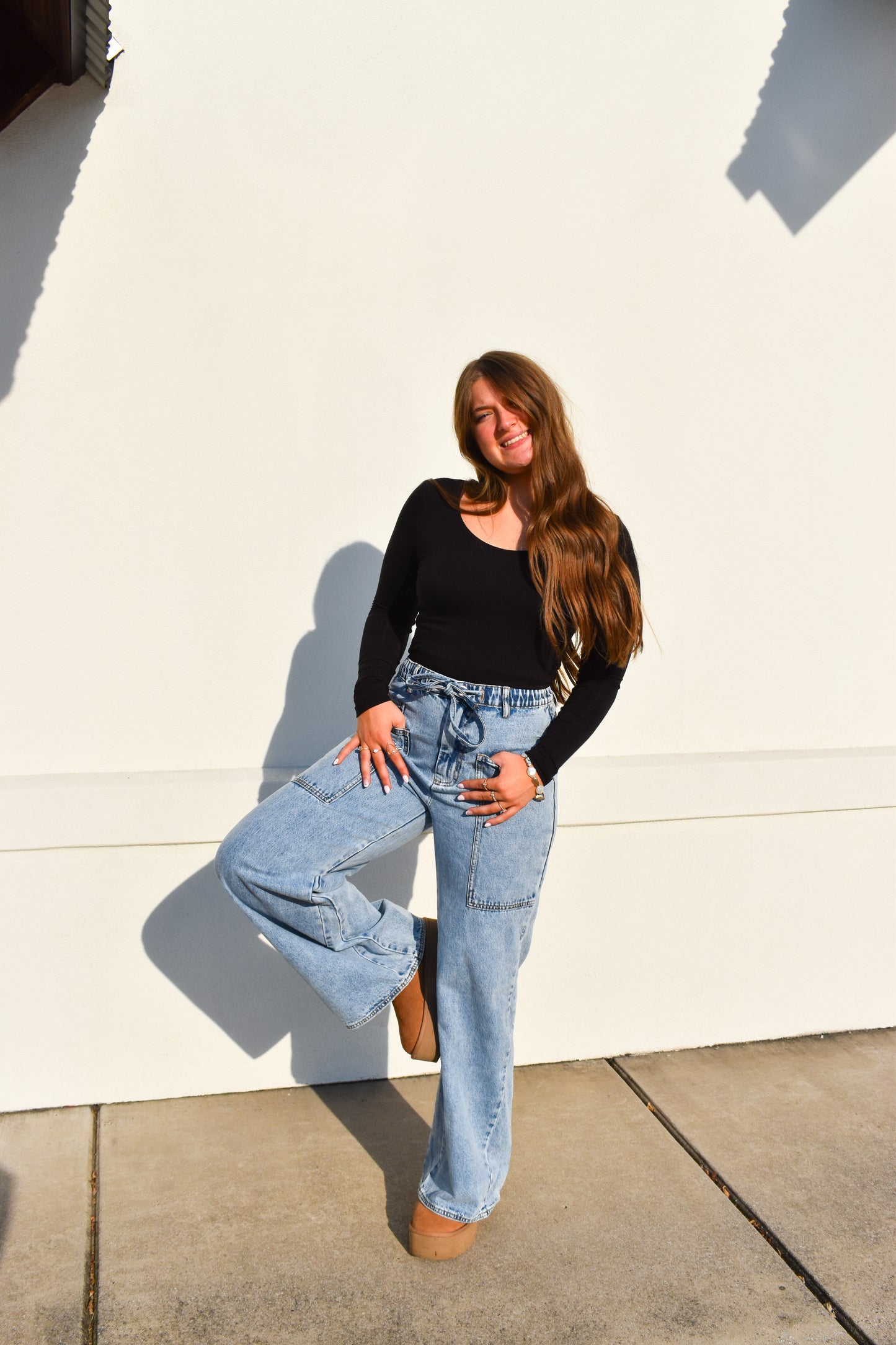 Basic Long Sleeve Scoop Neck: Black
