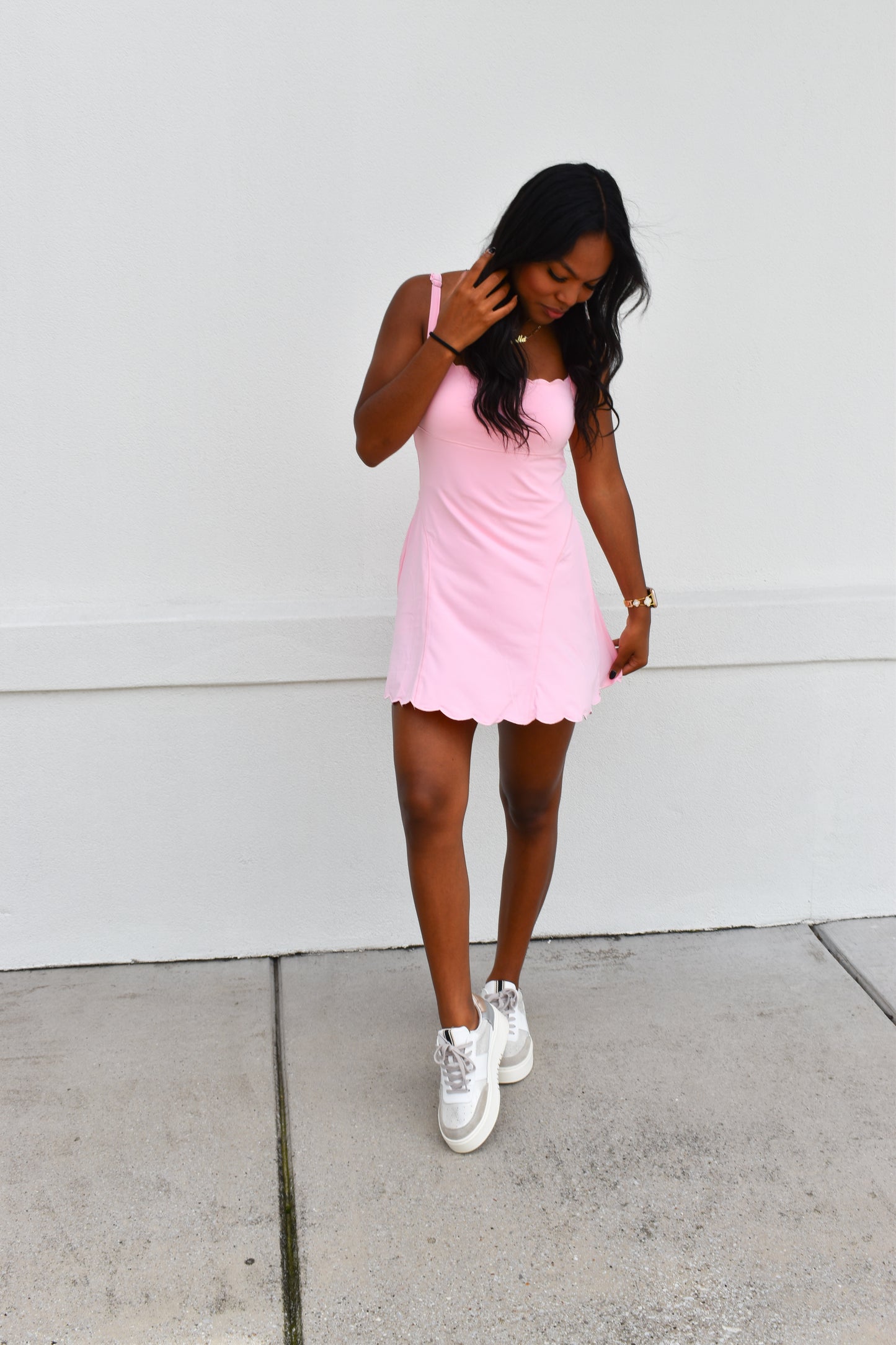 Scallop Athletic Dress: Pink