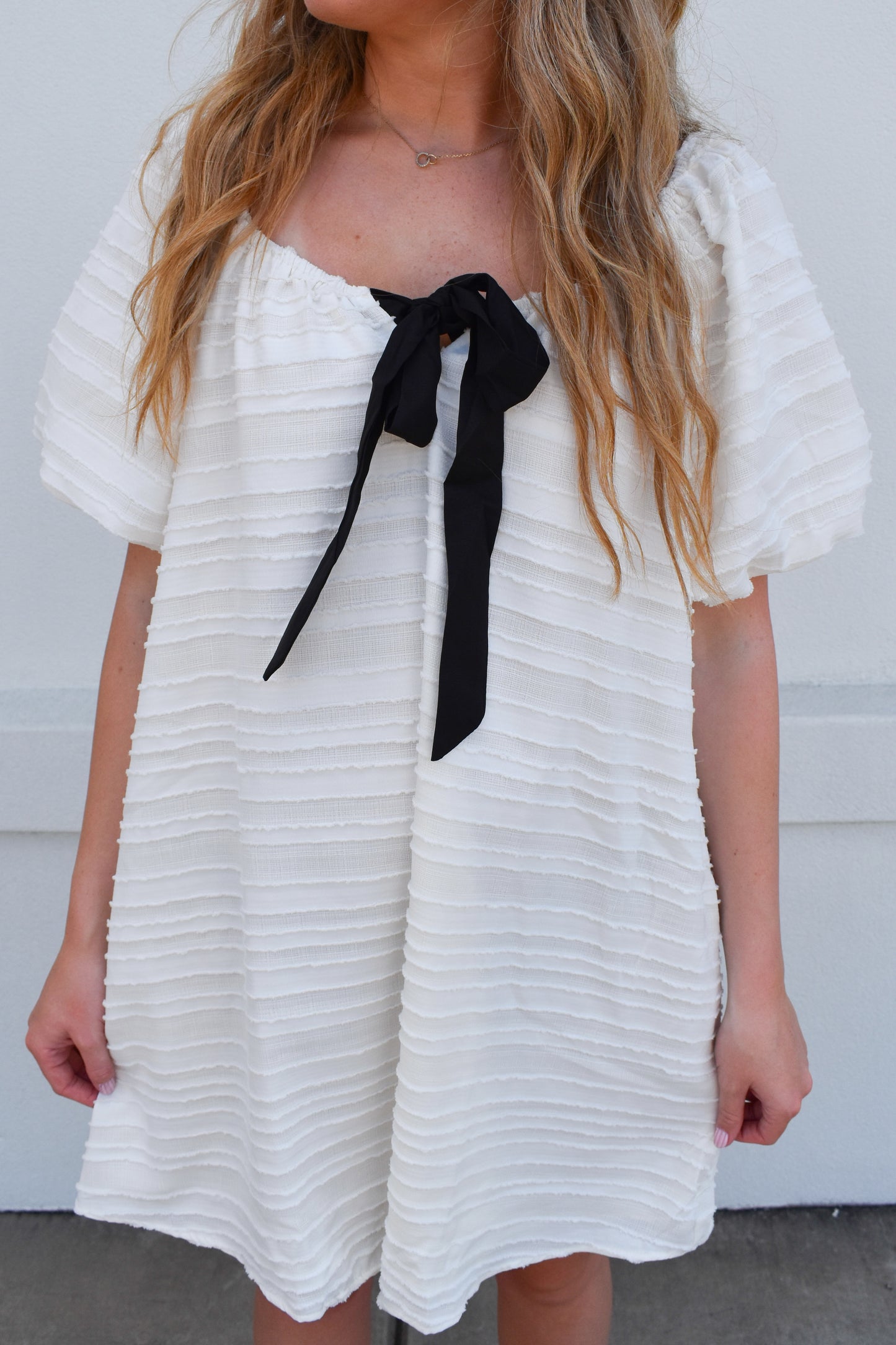 Bubble Mini Dress W/ Bows