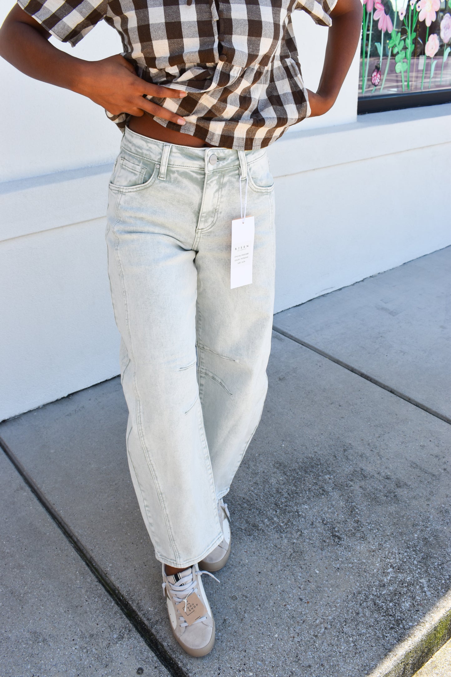 Risen Slouchy Ankle Barrel Pants: Light Wash