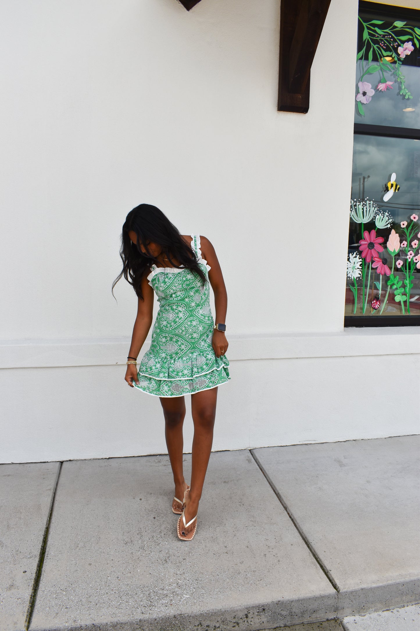 Paisley Embroidery Ruffle Mini Dress