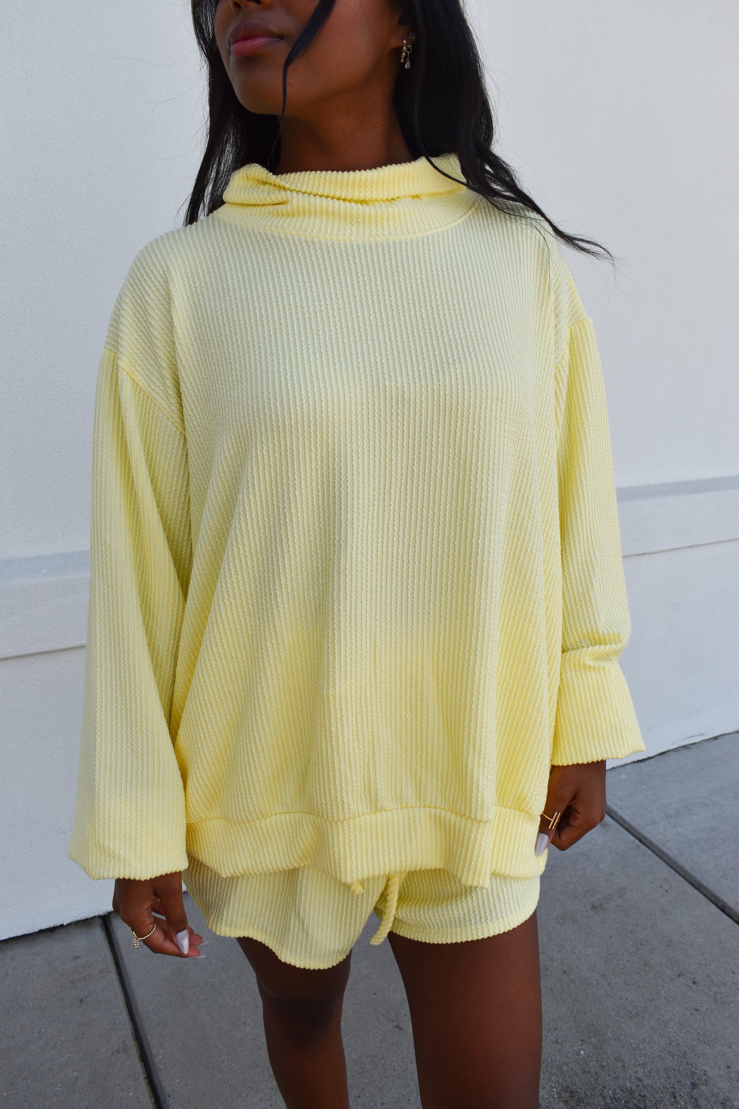 Yellow Waffle Knit Mockneck