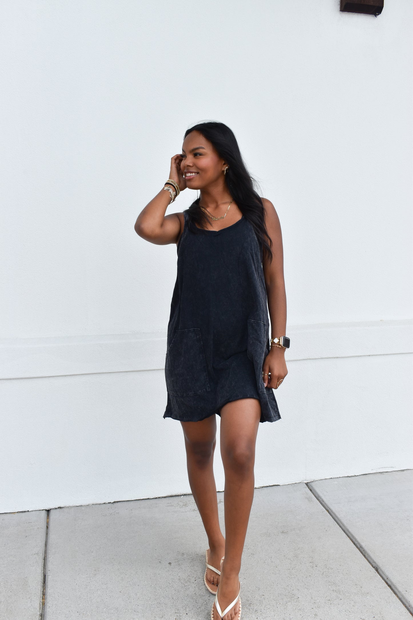 Mineral Washed Knit Mini Dress
