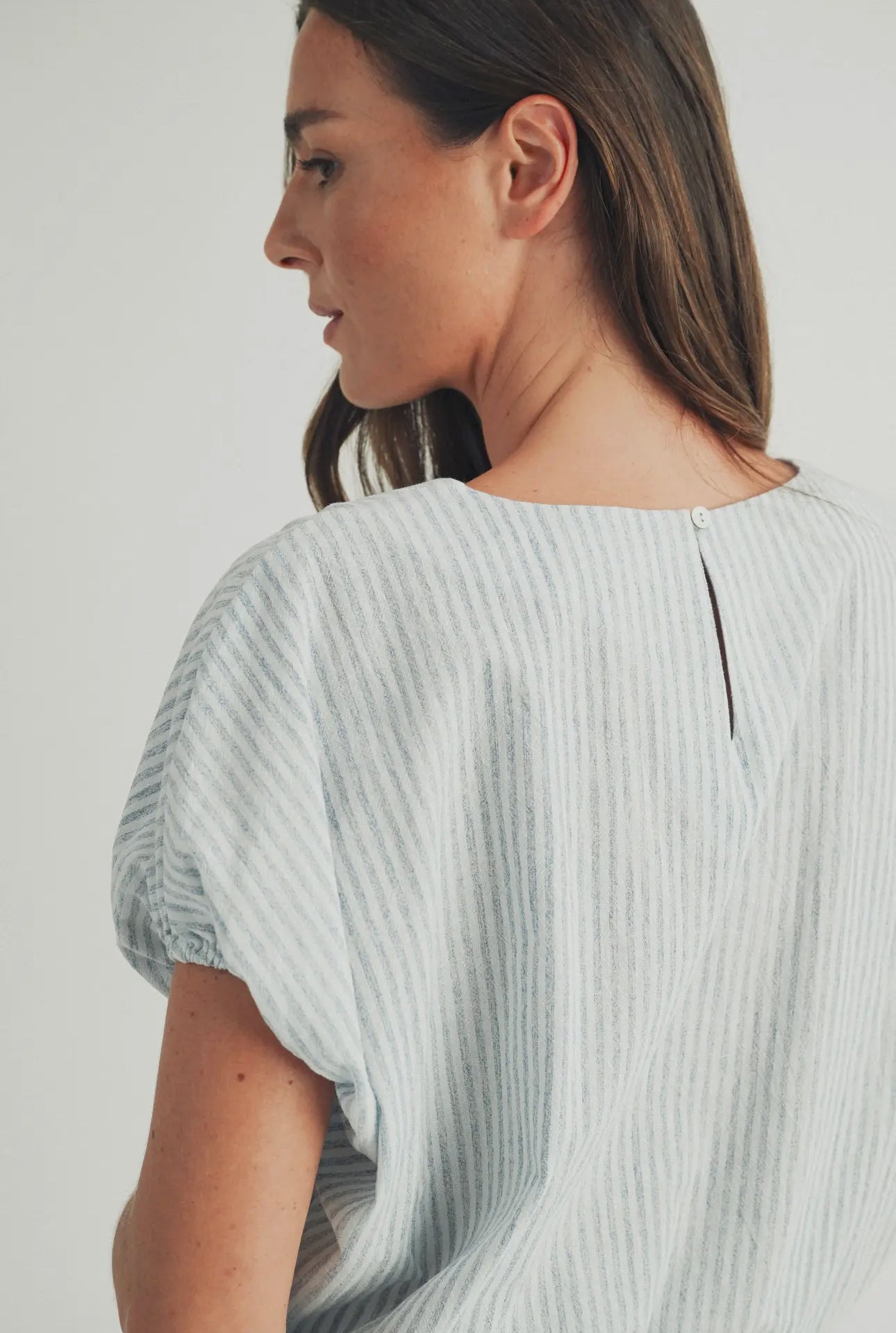 Double-Tie Striped Top: Blue