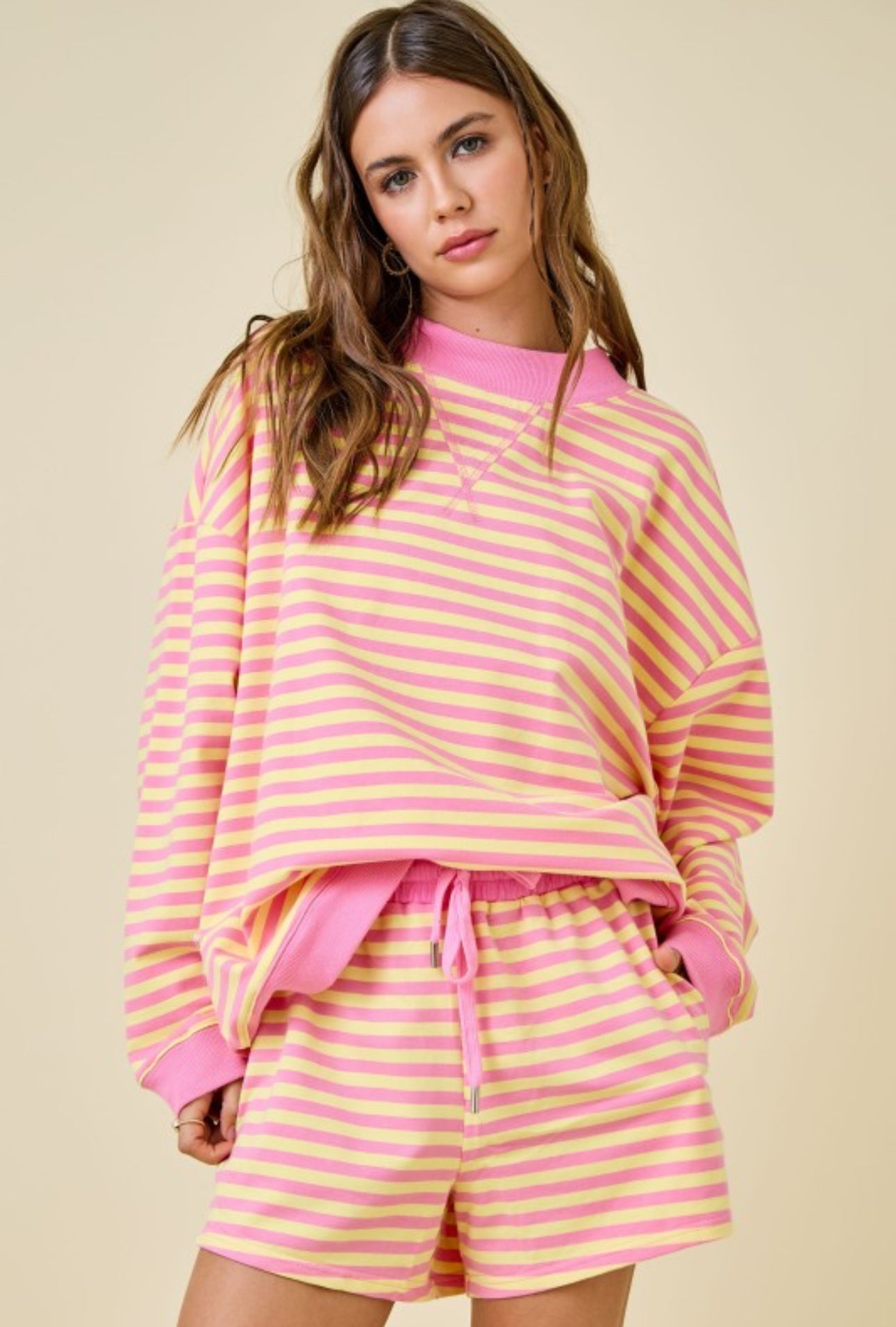 Pink Lemonade Striped Lounge Sweatshirt