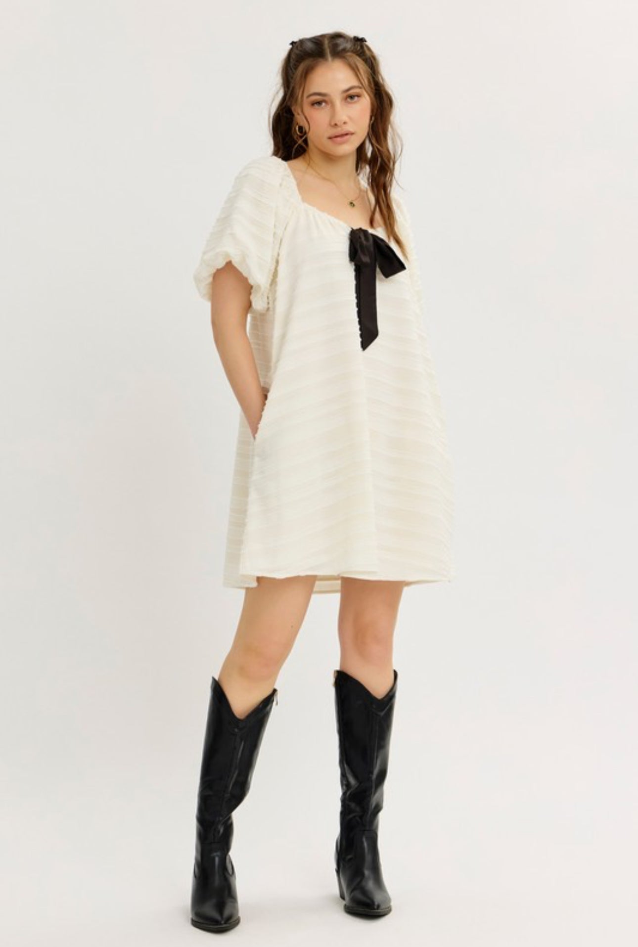 Bubble Mini Dress W/ Bows