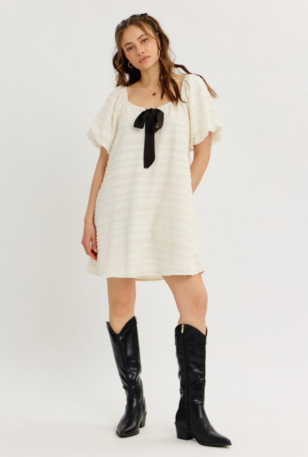 Bubble Mini Dress W/ Bows