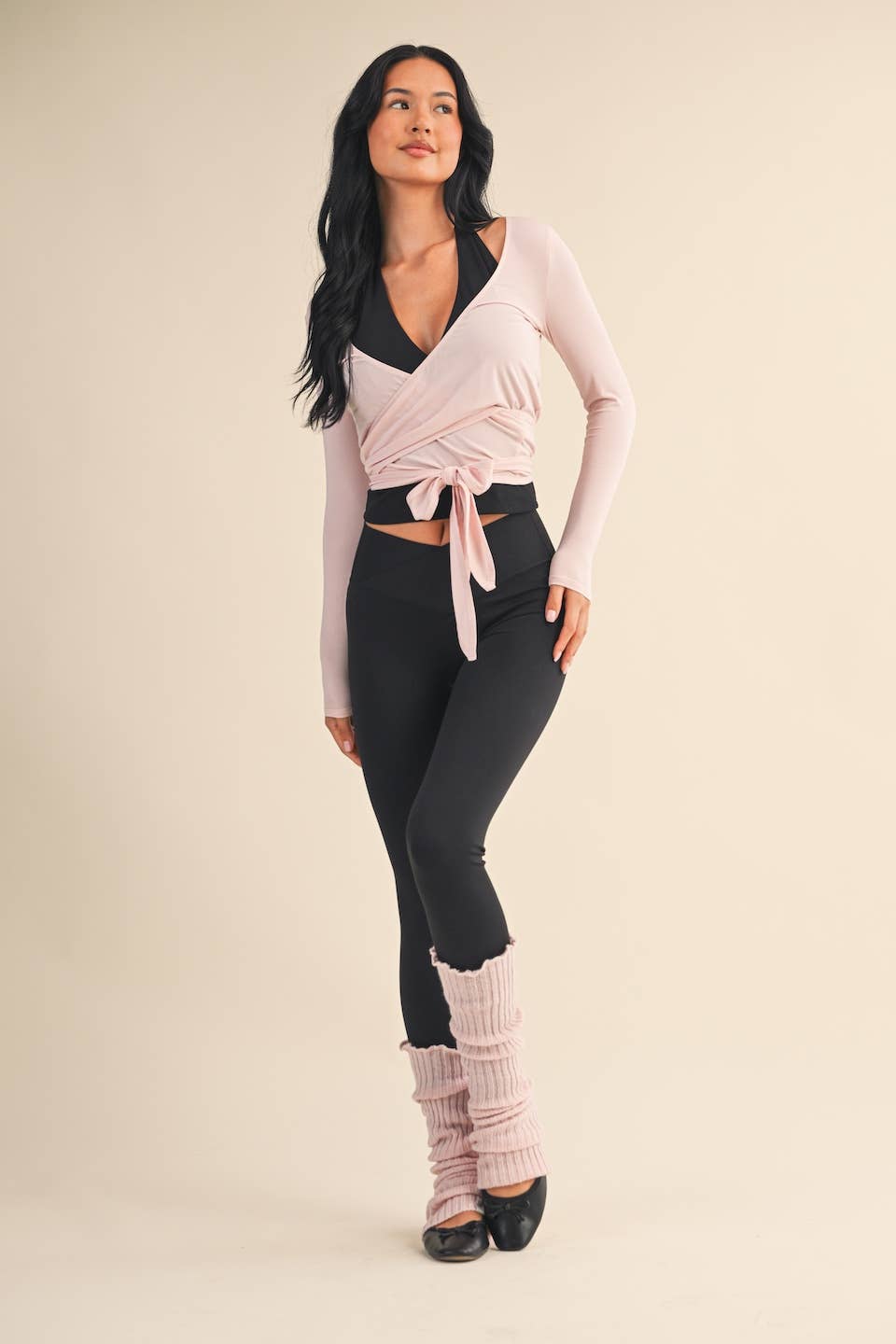 Long Sleeve V Neck Wrap Top