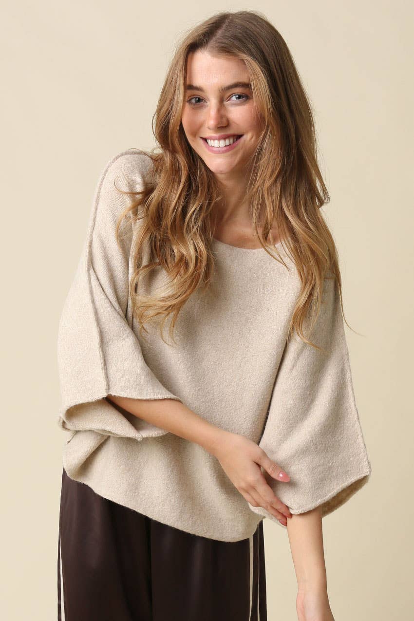 Gloria One Shoulder Knit Top: Oatmeal
