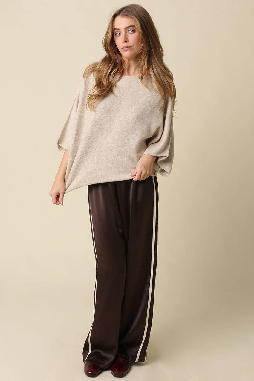 Gloria One Shoulder Knit Top: Oatmeal