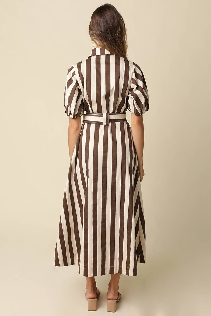 Cora Belted Stripe Maxi Dress