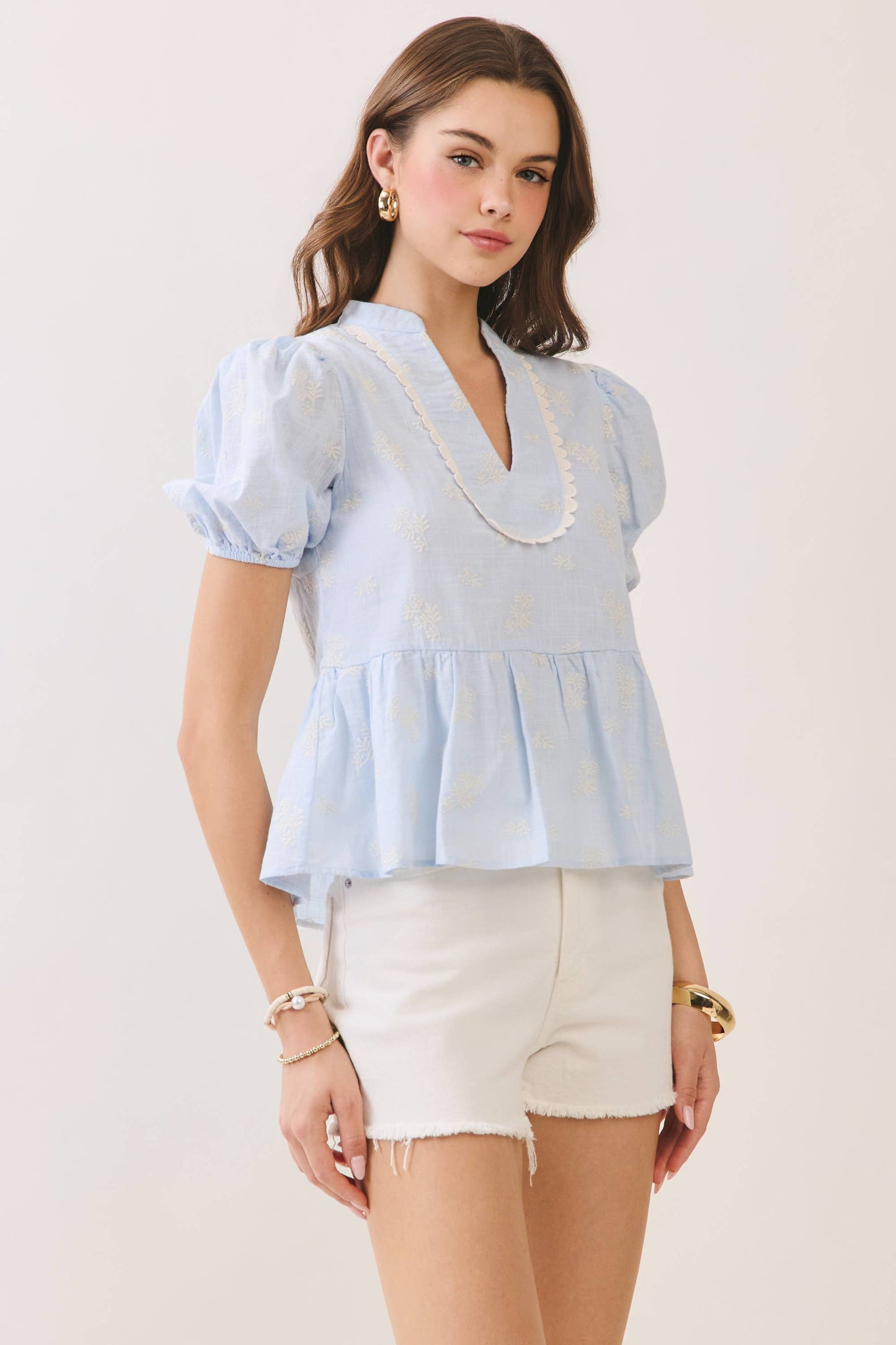 Eloise Peplum Puff Sleeve Top