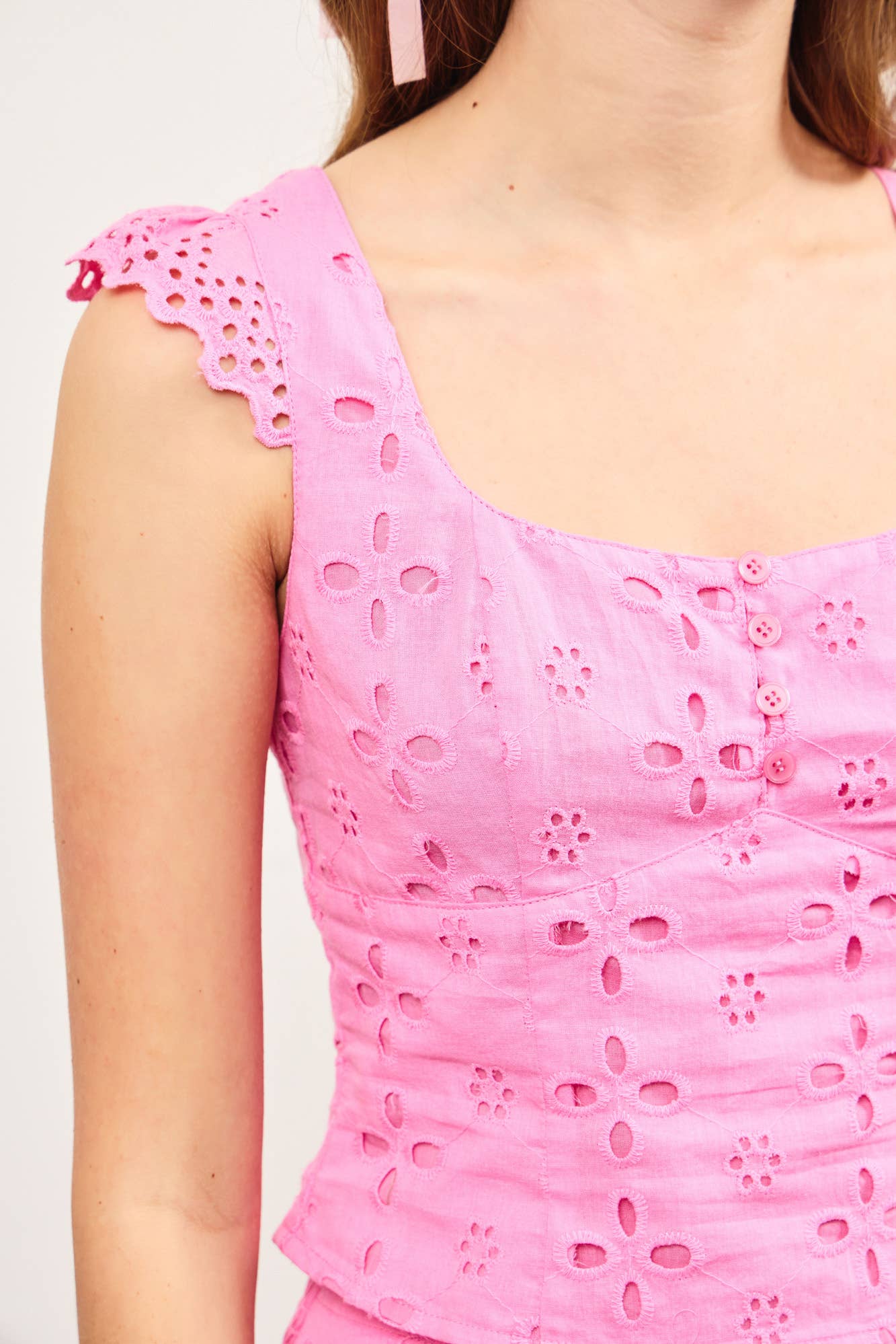 Lizzie Eyelet Cap Sleeve Top