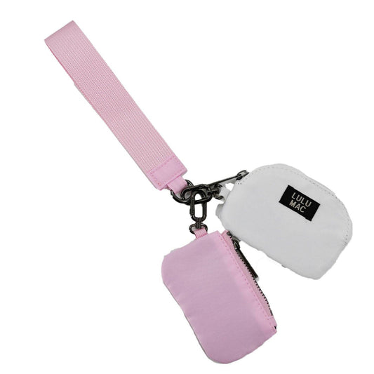 Lulu Mac Double Pouch Wristlets: Pink/White