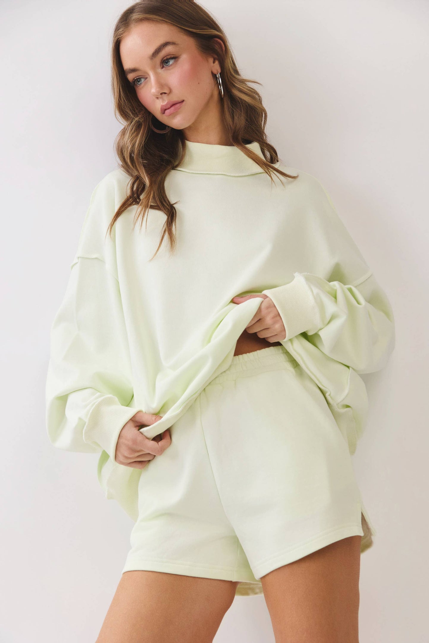 Soft Knit Drop Shoulder Mock Neck