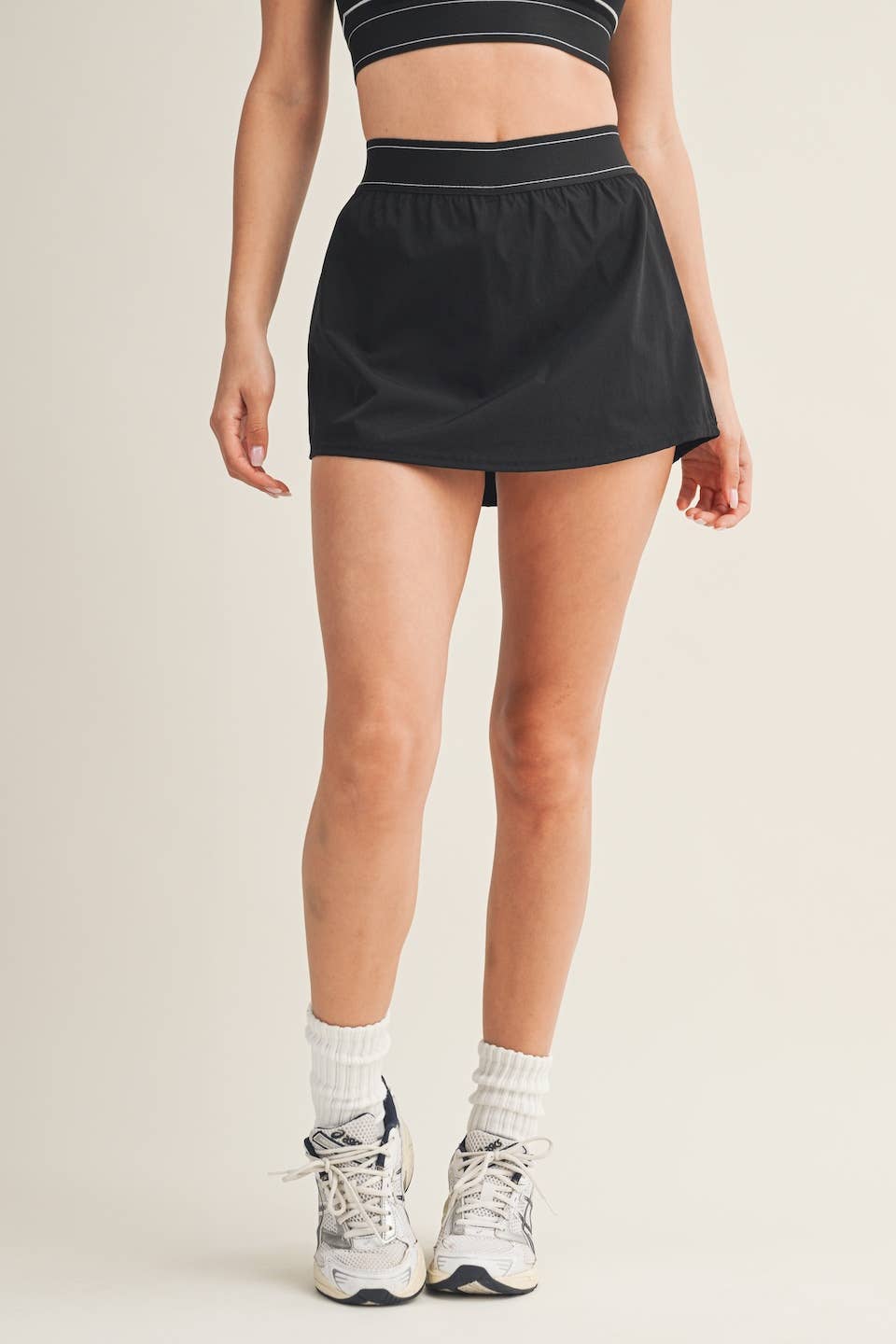 Lightweight Skort with Elastic Waistband: Black