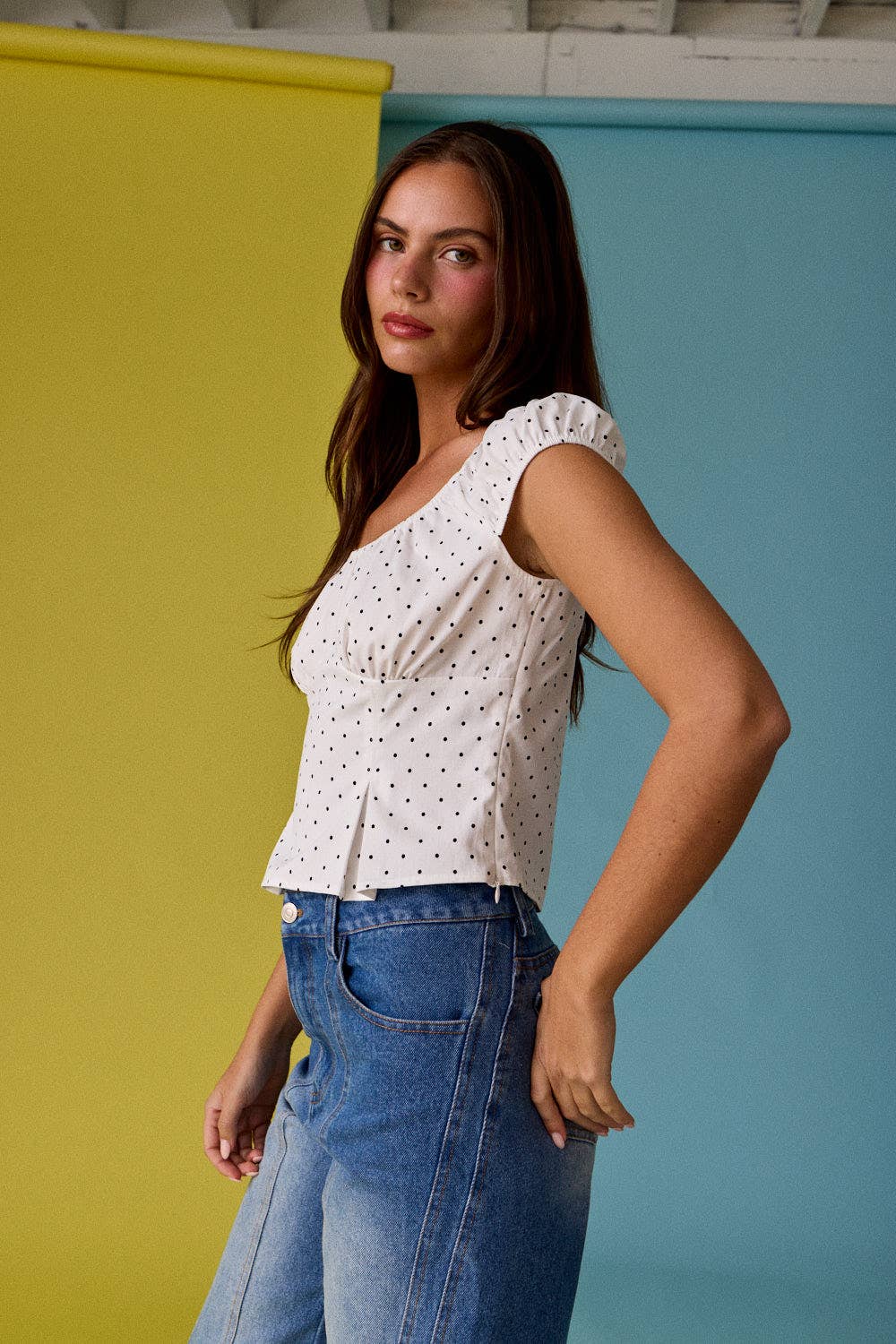 Polka Dot Peplum Top