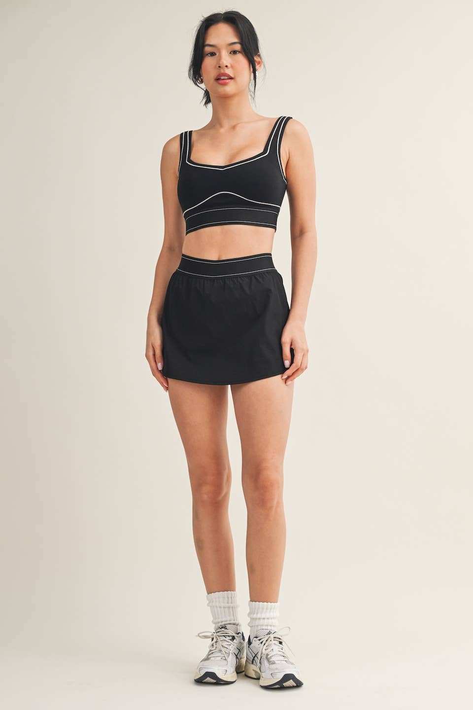 Lightweight Skort with Elastic Waistband: Black