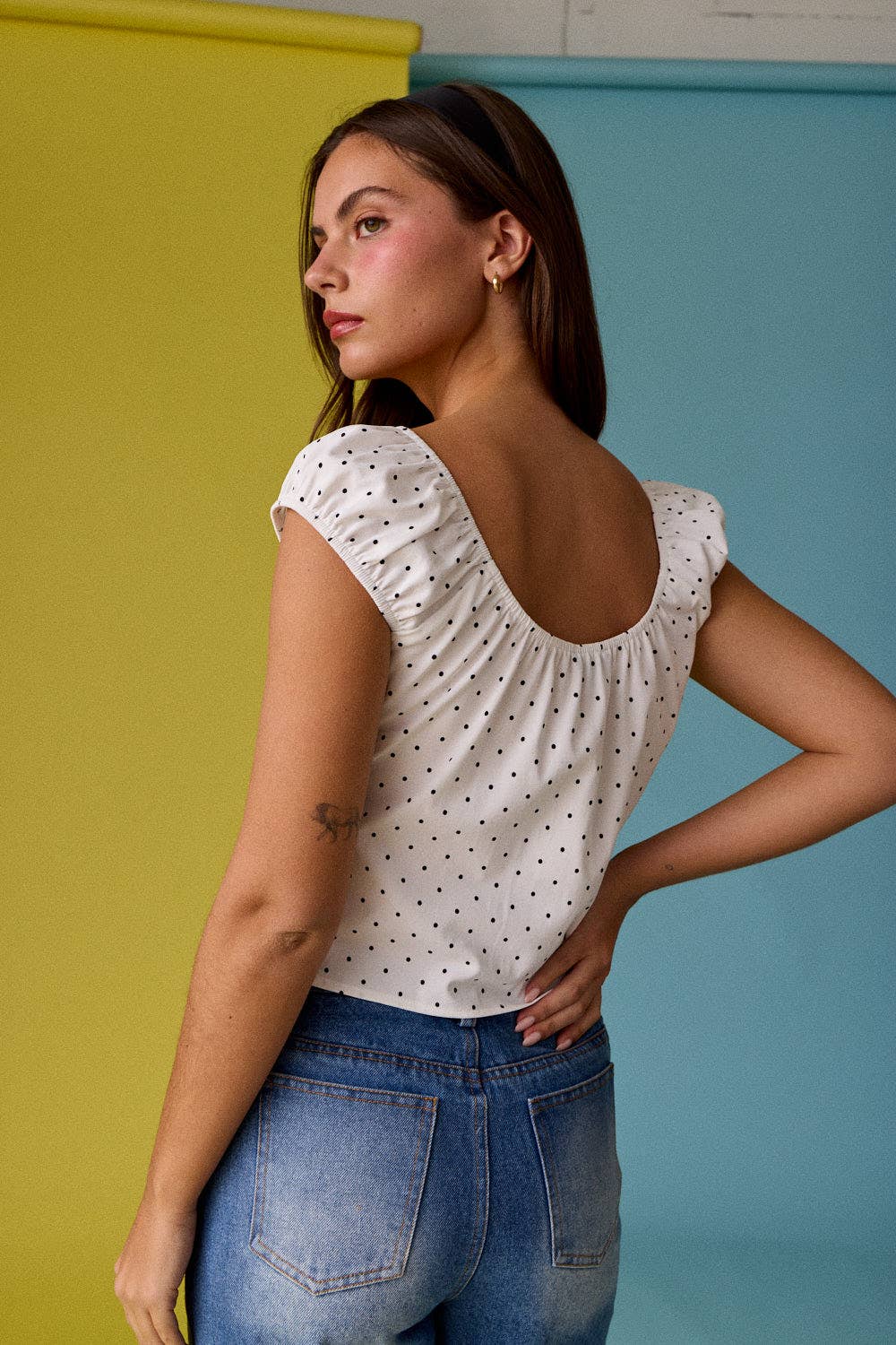 Polka Dot Peplum Top