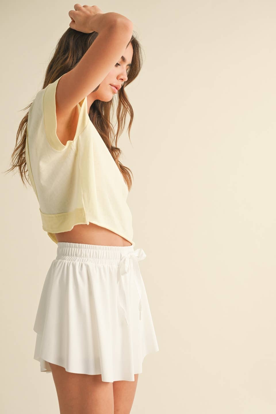 Cutout Back Layering Tee: Yellow