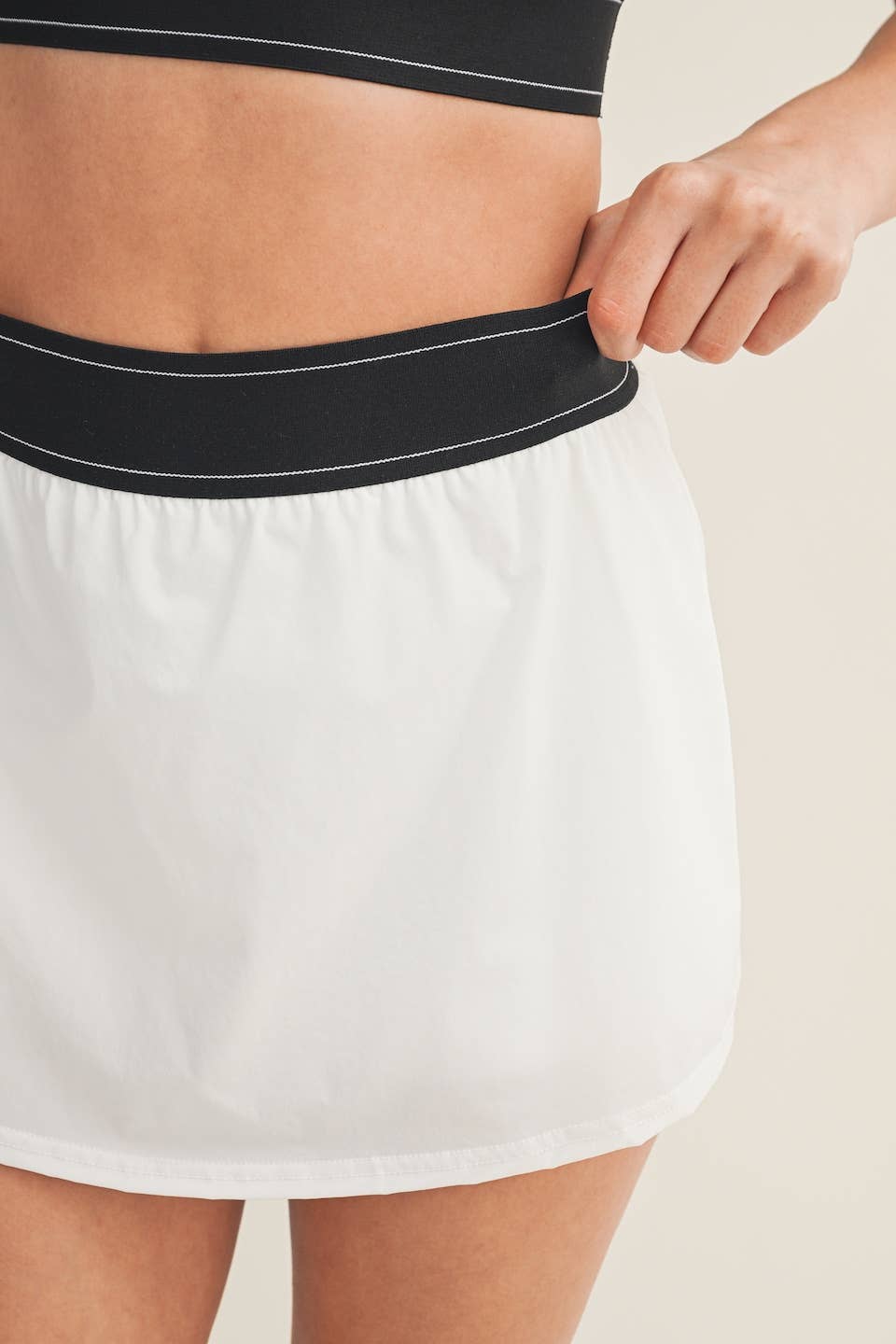 Lightweight Skort with Elastic Waistband: White
