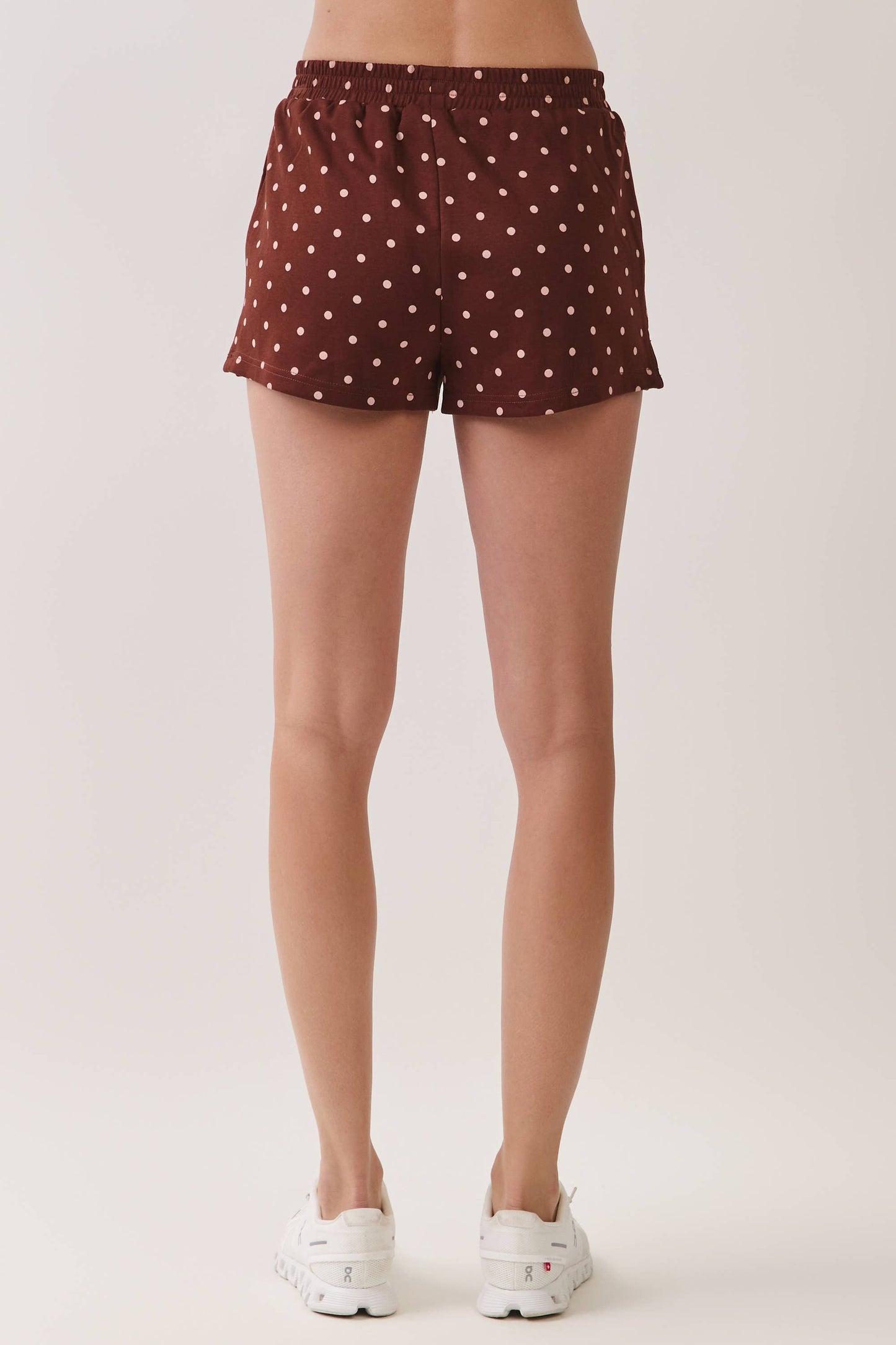 Chocolate Polka Dot Elastic Waistband Athletic Shorts