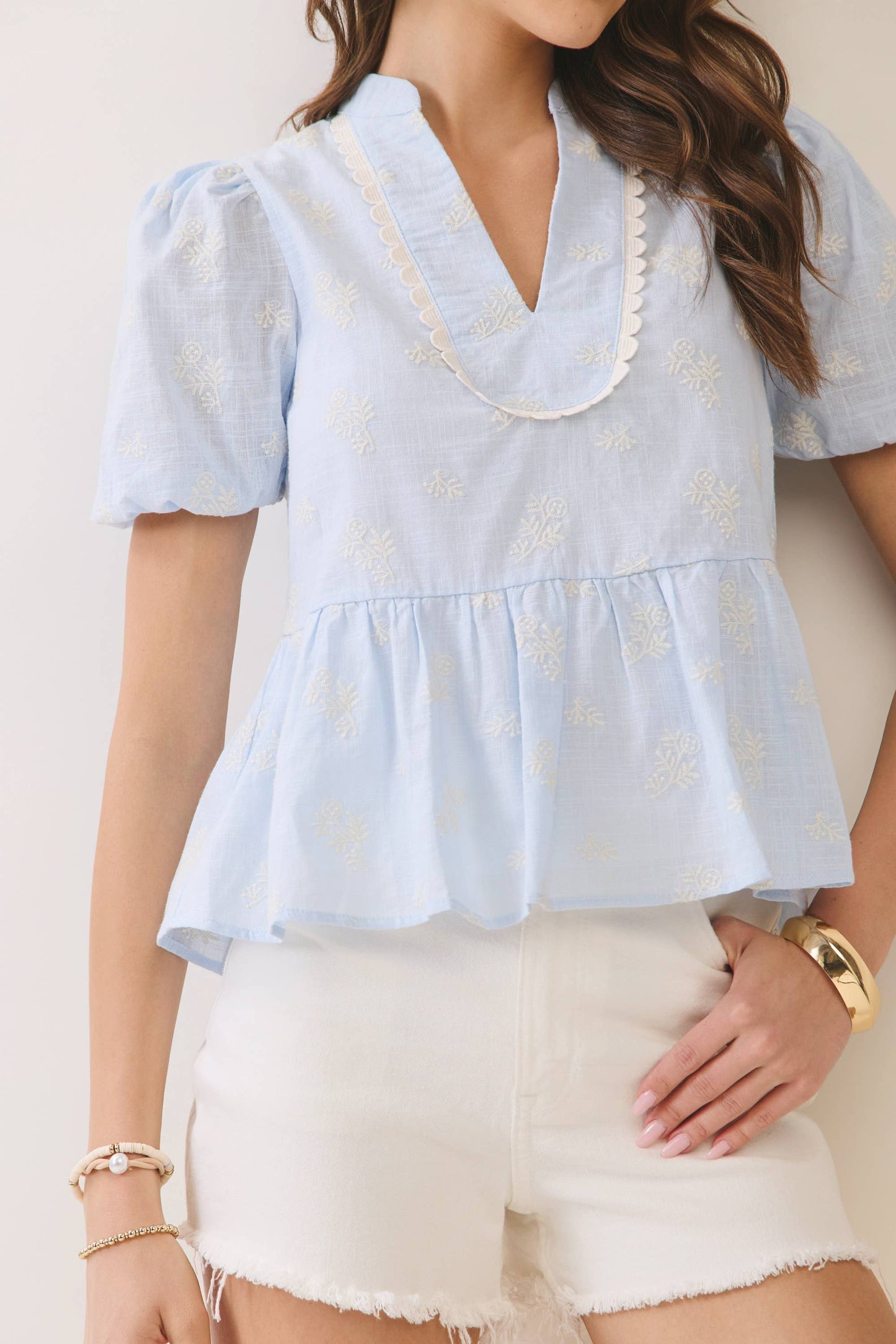Eloise Peplum Puff Sleeve Top