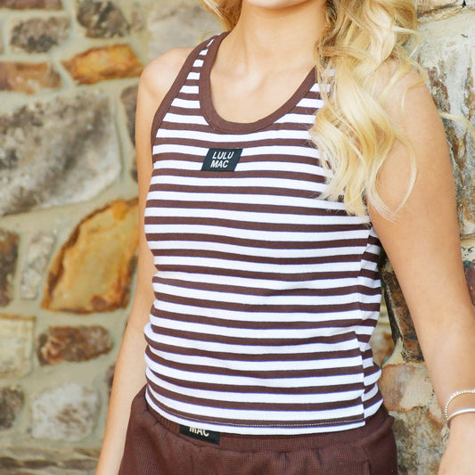 Lulu Mac Stripe Tank Top: Brown