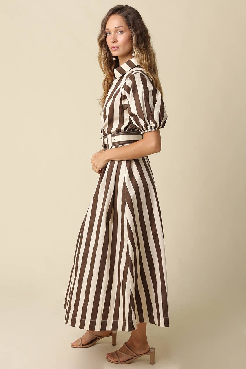 Cora Belted Stripe Maxi Dress