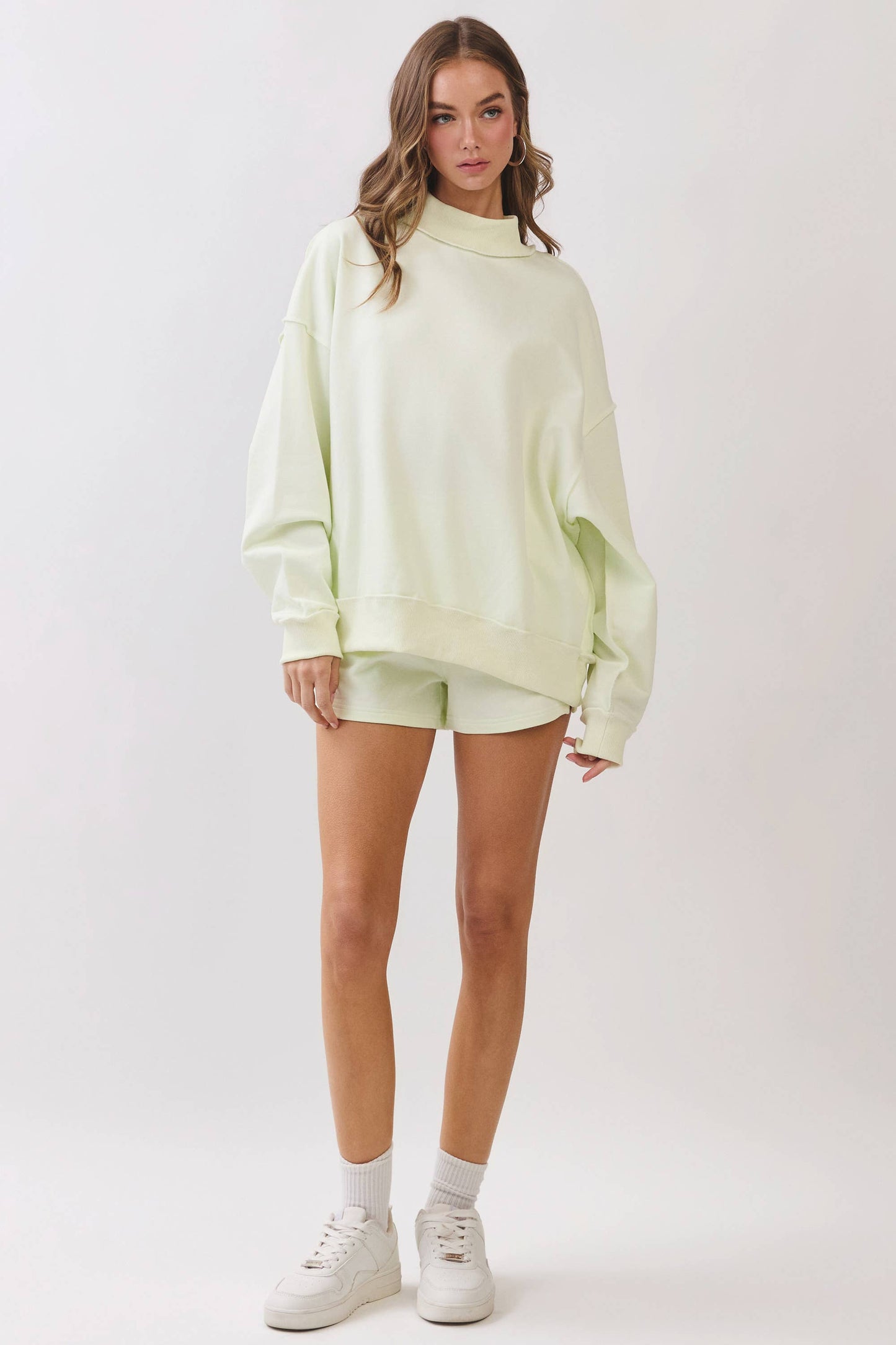 Soft Knit Drop Shoulder Mock Neck