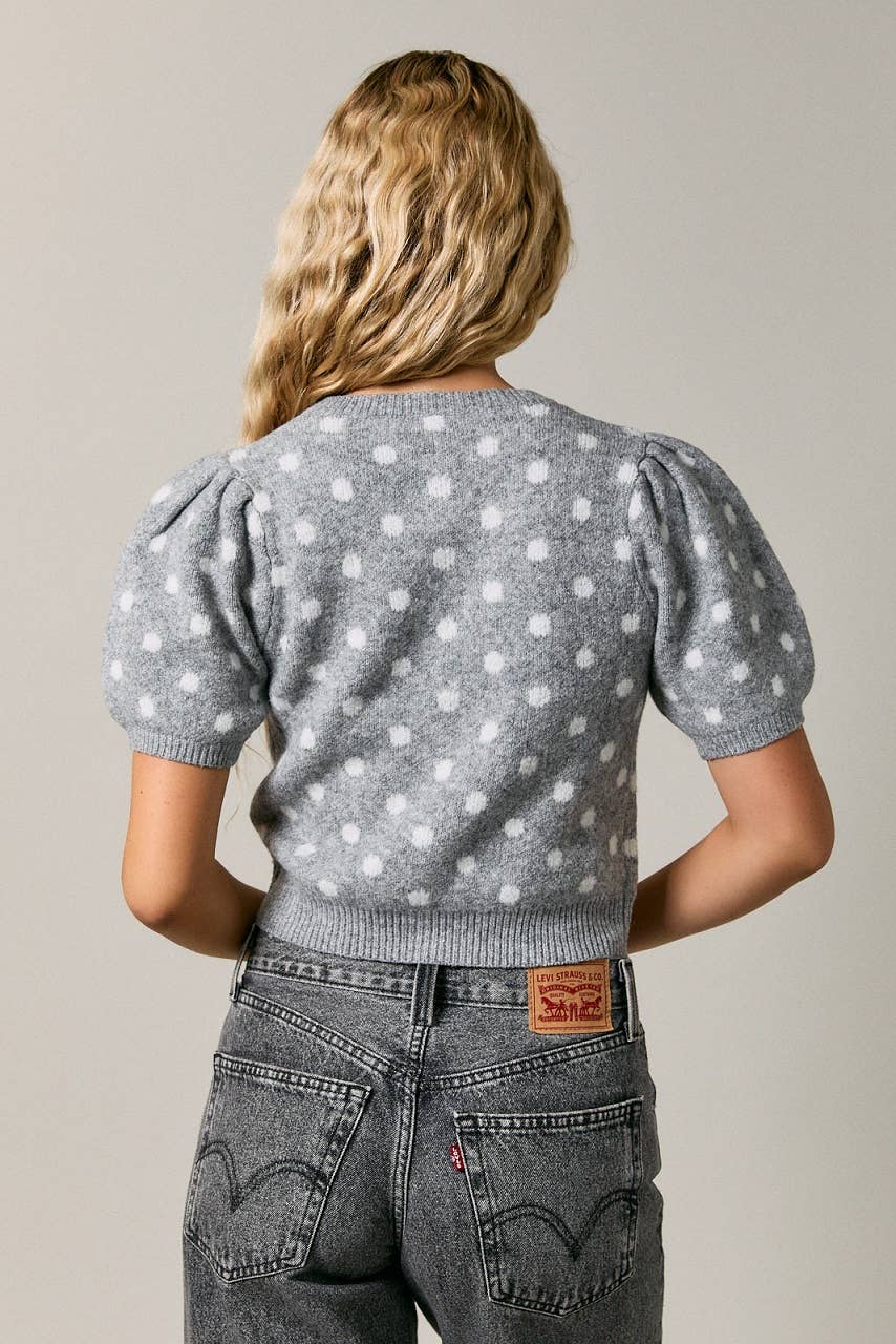 Puff Short Sleeve Polka Dot Top