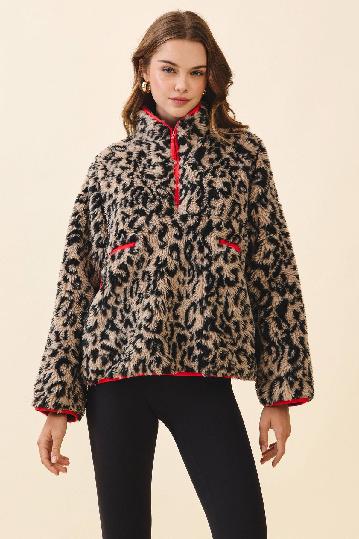 *12/30 PREORDER* Leopard Half Zip Front Pullover Jacket