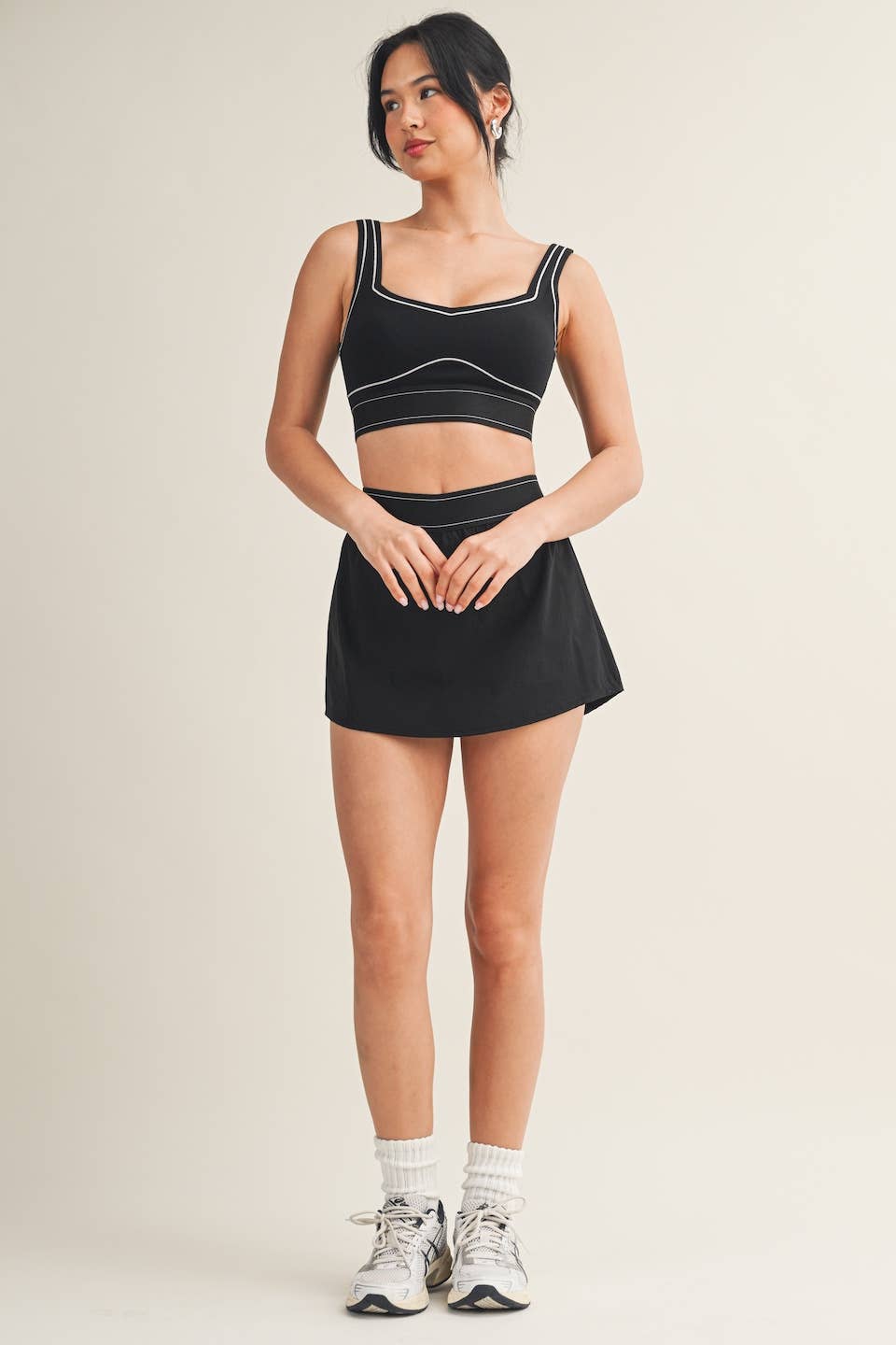 Lightweight Skort with Elastic Waistband: Black